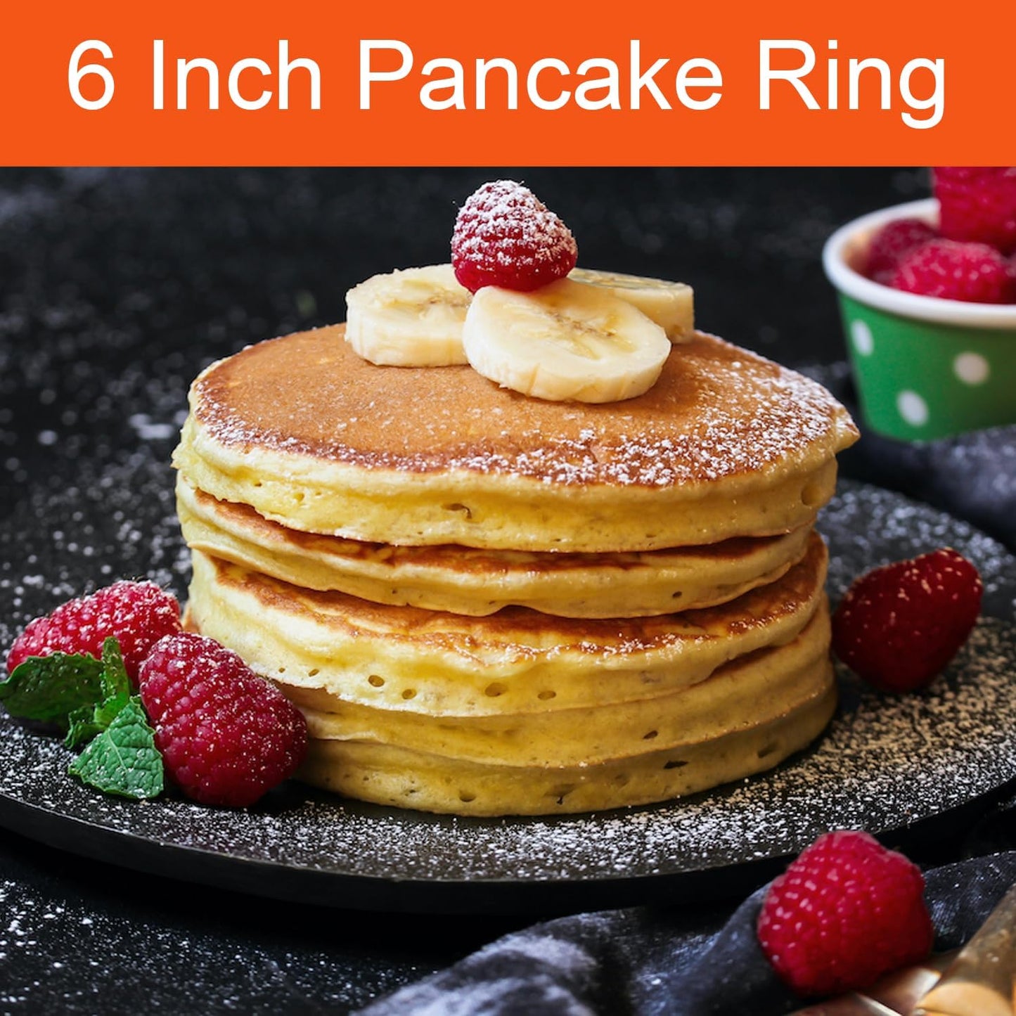 Pancake Ring for Griddle,2 Packs 6 Inch Egg Pancake Maker,Omelette Rings for Griddle,Non-stick Stainless Steel Crumpet Ring,Egg Muffin Rings Fried Egg Ring Pancake Shaper with Sinlicone Handle Grill