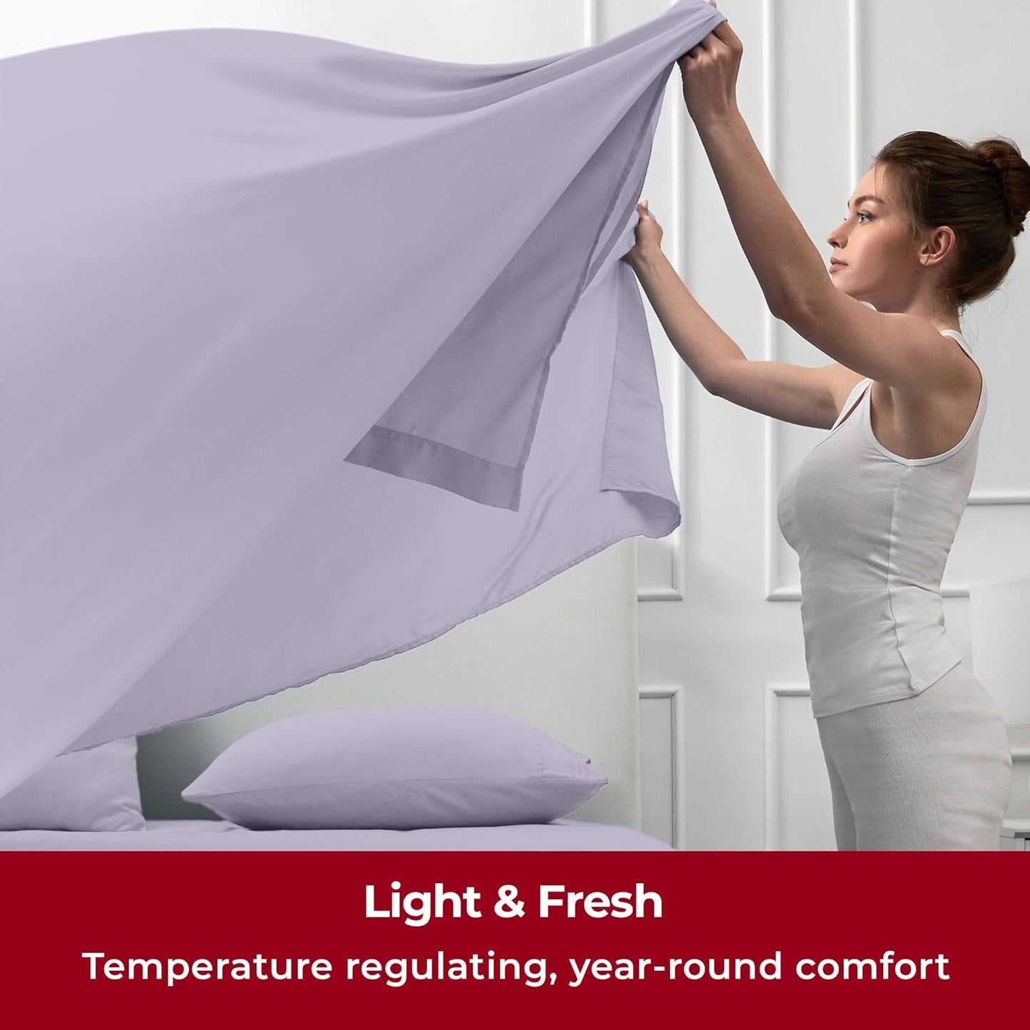 Mellanni Twin Sheets Set - 3 PC Iconic Collection Bedding - Hotel Luxury, Extra Soft, Cooling Bed Sheets - Wrinkle, Fade, Stain Resistant (Twin, Lavender)