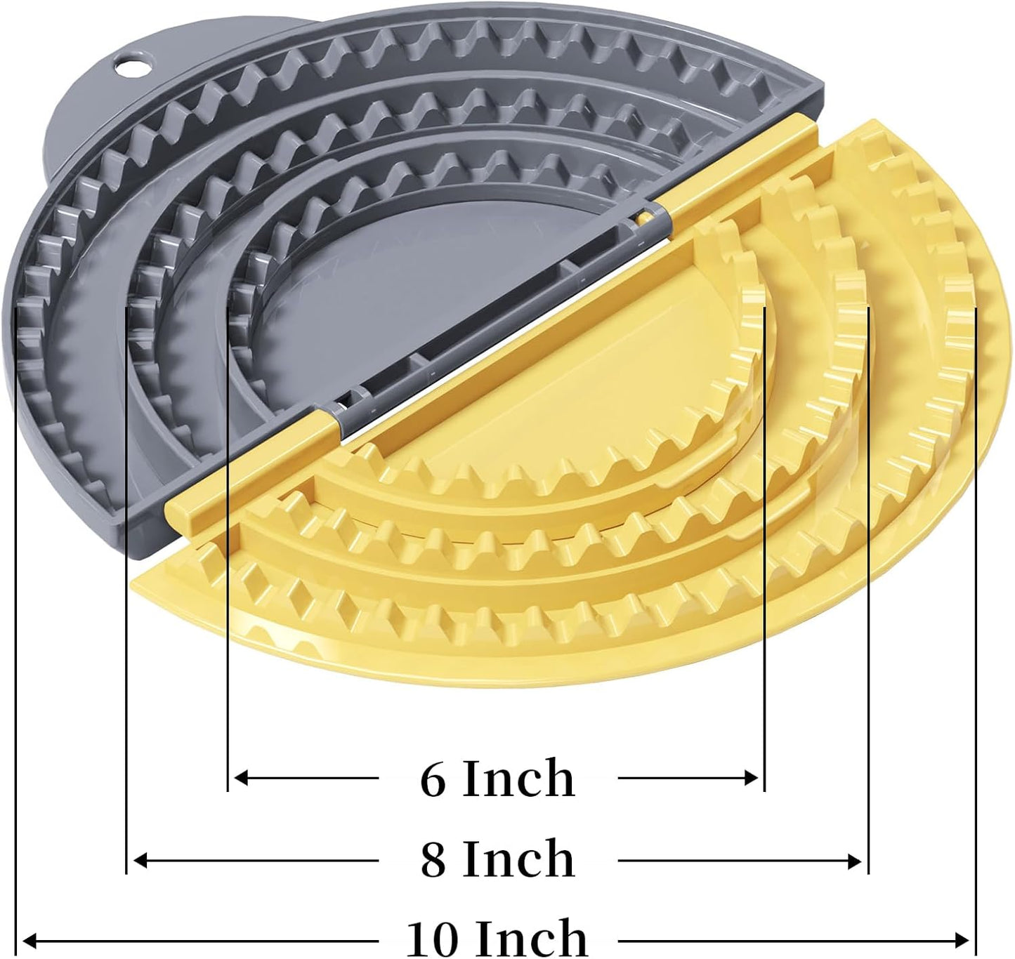 Tortilla Sealer,SELERS,Tacos tortilla crimper Maker Large,Removable & Adjustable 6"-8''-10" Crust,For Burritos,Pasties,Tortilla,Dumplings,Sandwich,Grey Yellow