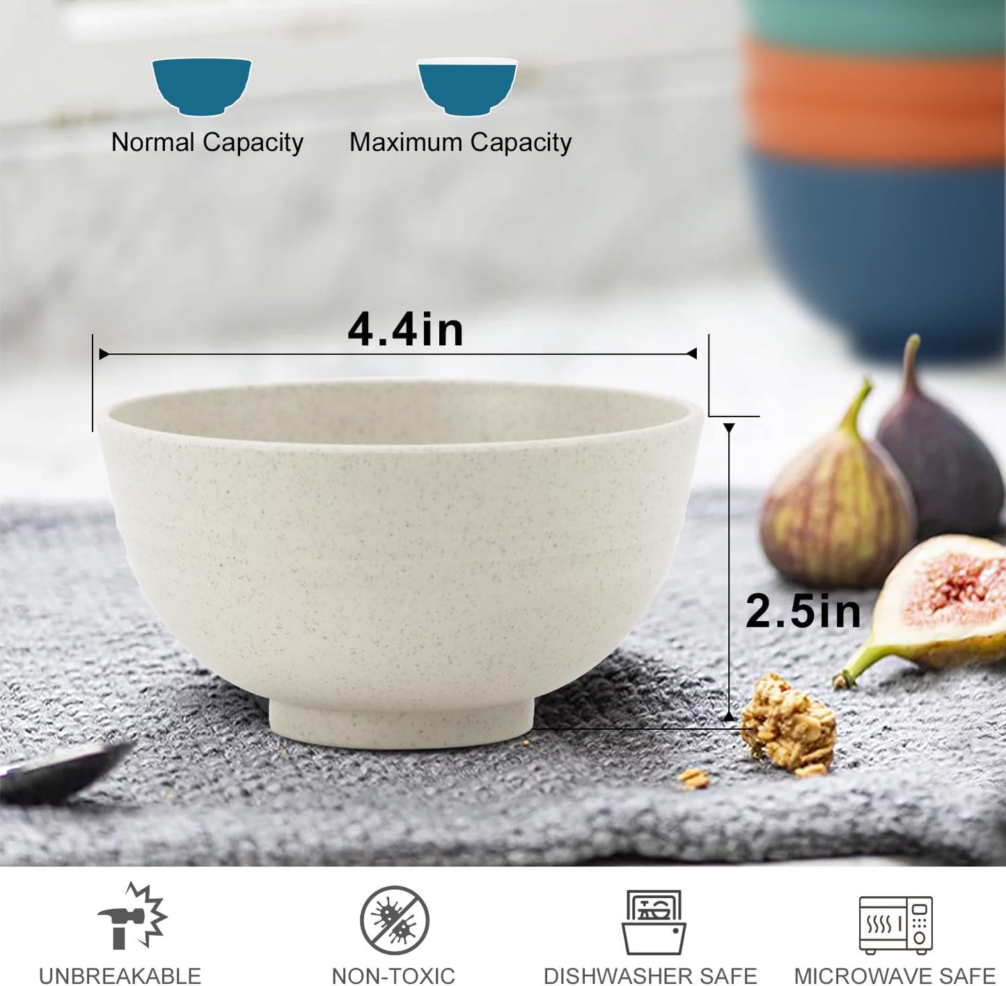 wheat straw dessert bowls 10oz set of 8 - Unbreakable snack Bowls for kids - Mini Bowls for Ice Cream,Snack and Fruits - Microwave & Dishwasher Safe Appetizer Bowl Sets - Beige