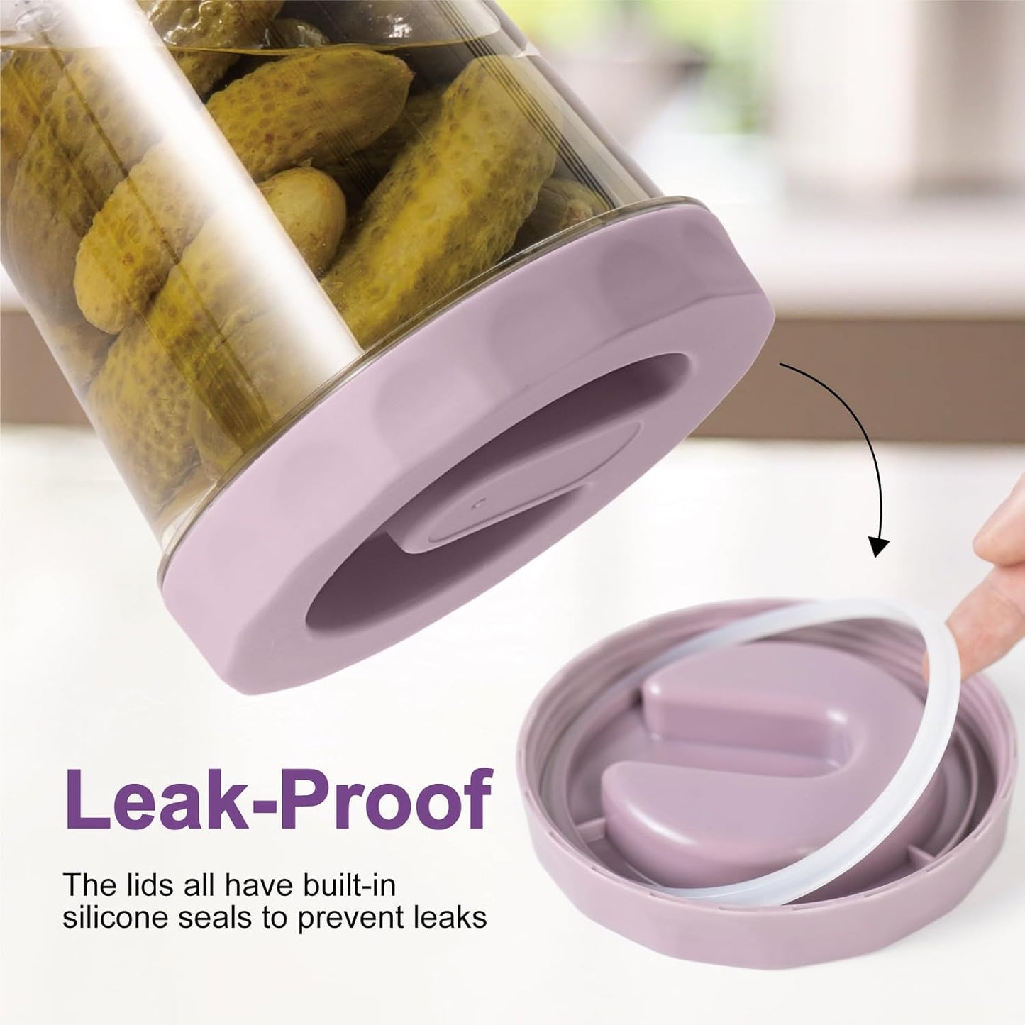 Pickle Jar with Strainer Flip, 38oz Pickle Container From Tritan, Airtight Hourglass Pickle Juice Separator Jar for Olives,Gherkins or Sliced, Leakproof Dishwasher Safe