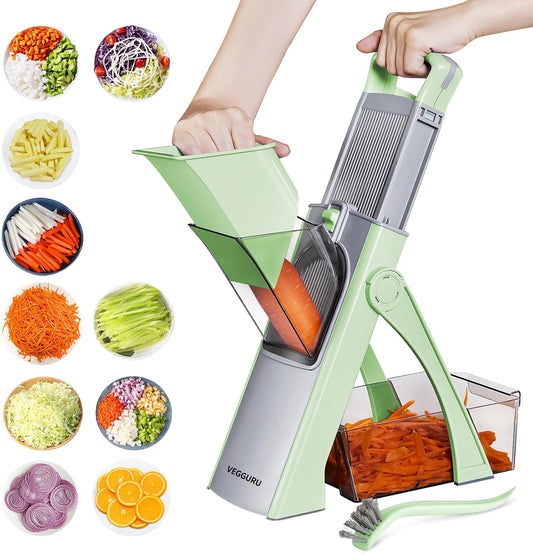 Safe Vegetable Mandoline Slicer for Kitchen, Thickness Adjustable Mandloline Food chopper, Onion Chopper Potato Julienne Slicer Tomato Food Fruit Dicer Cutter