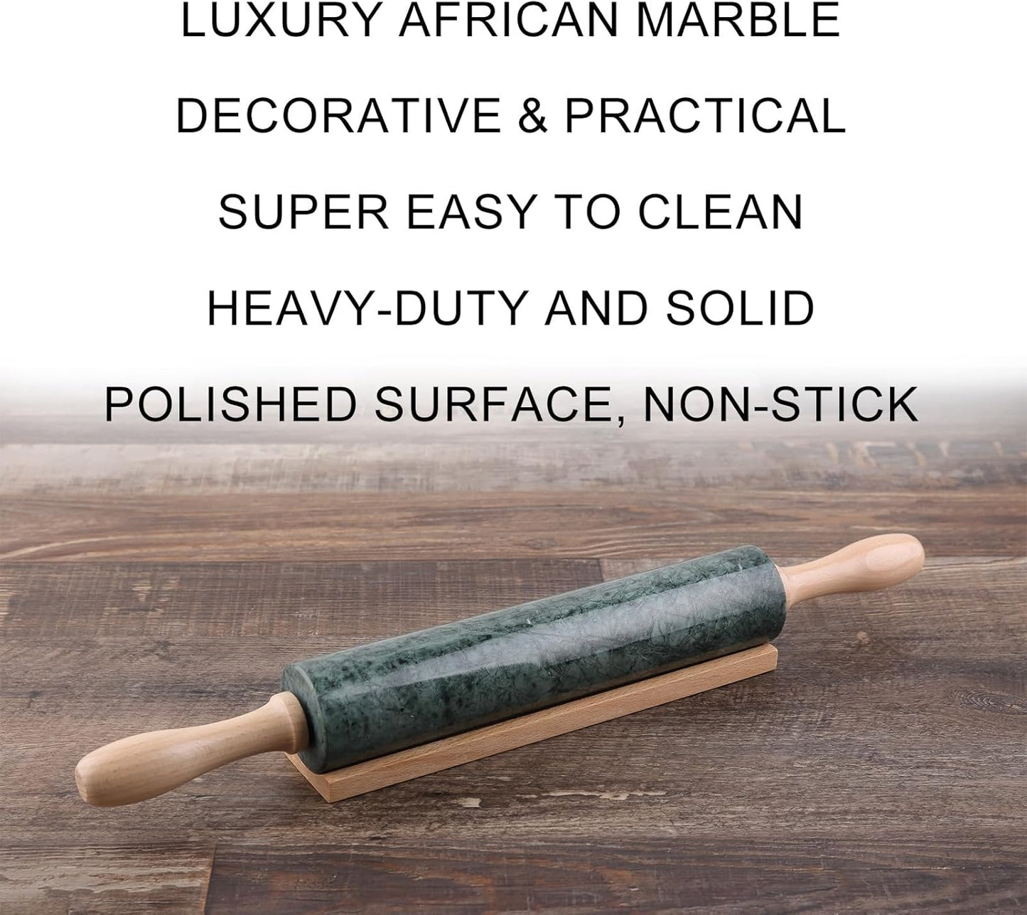 Koville Marble Rolling Pin, Non-Stick Stone Dough Roller, Rolling Pin for Baking,Pasta, Dumpling, Ravioli, Fondant,Pie Crust, Kitchen Baking Pastry Tools