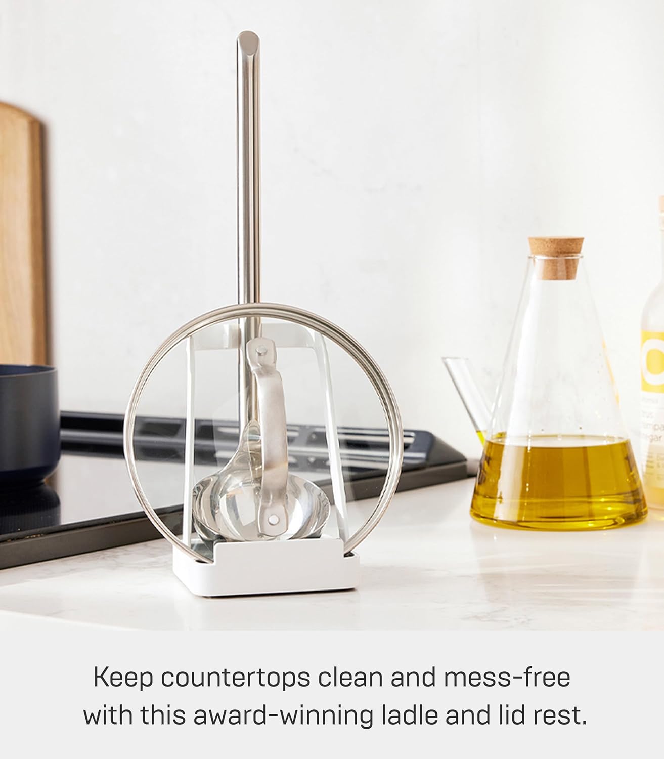 Yamazaki Home Tower Ladle Holder - Lid Stand For Utensils In Kitchen - Steel