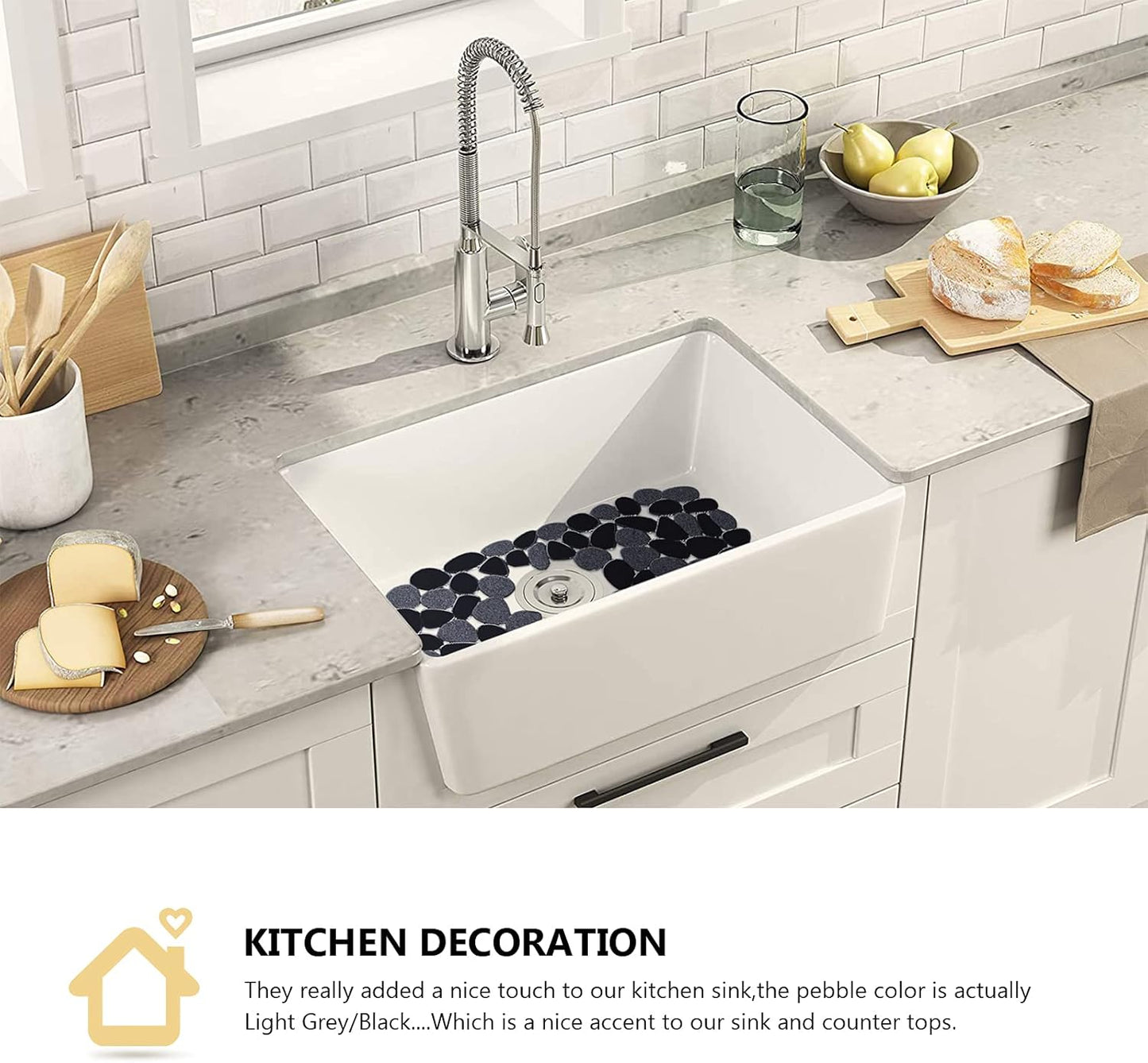 OTHWAY 2Pcs Kitchen Sink Mats, 15.8" x12" Scratch Free Sink Protector for Stainless Steel/Porcelain Sink, Pebble Design Quick Drain Dish Drying Mat, a Nice Touch for Your Kitchen