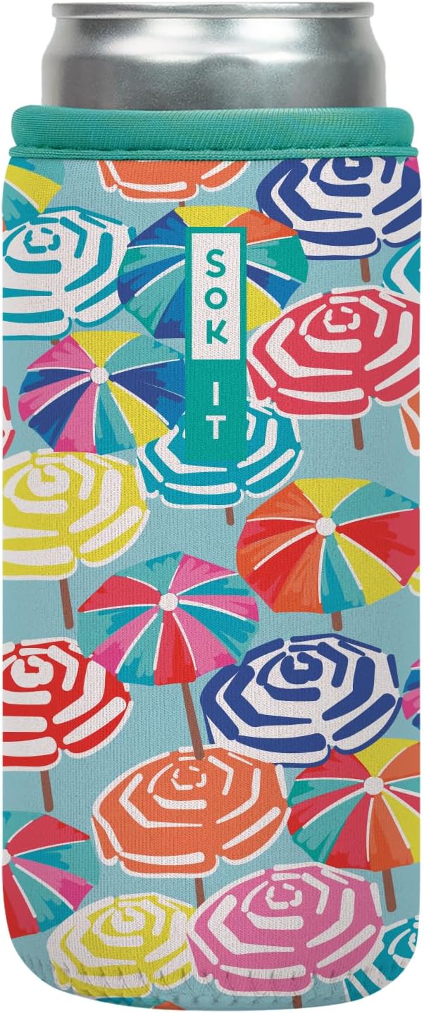 Sok It CanSok Sleeve for Beer & Soda Insulated Neoprene Cover (Sicilian Sunsets, 12oz Slim Can Sleeve)