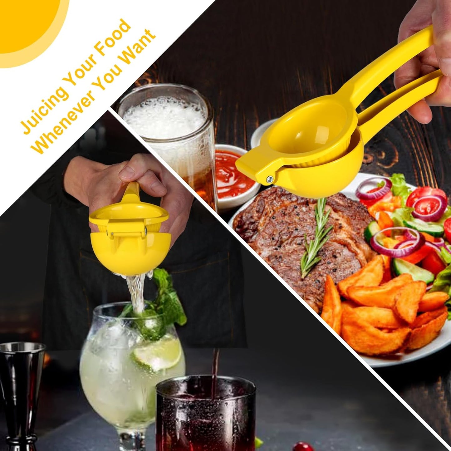 TEZZ Lemon Squeezer, Premium Large Heavy Duty Handhelp Juicer for Lemon, Metal Hand Press Citrus Juicer, Lime Squeezer Bar Tool, Manual Citrus Press