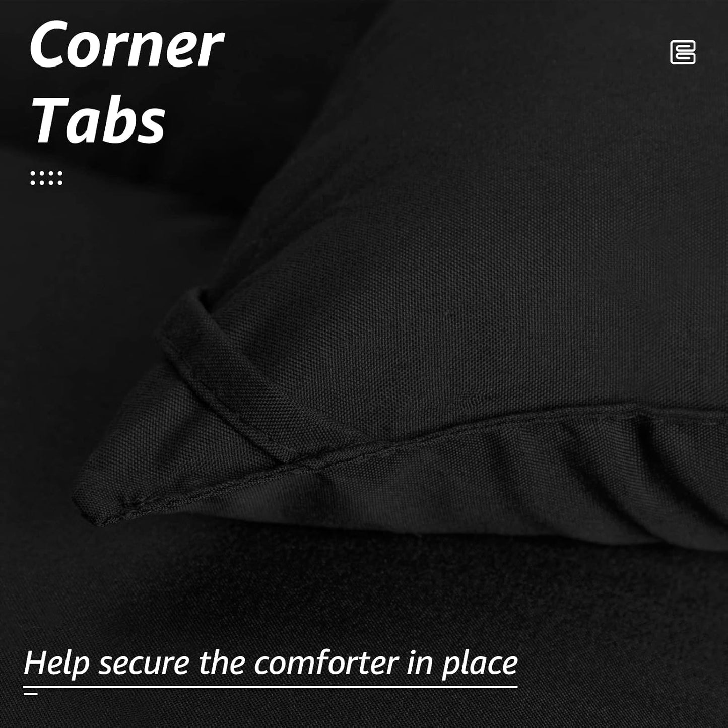 HYLEORY All Season Full Size Bed Comforter - Cooling Down Alternative Quilted Duvet Insert with Corner Tabs - Winter Warm - Machine Washable - Black