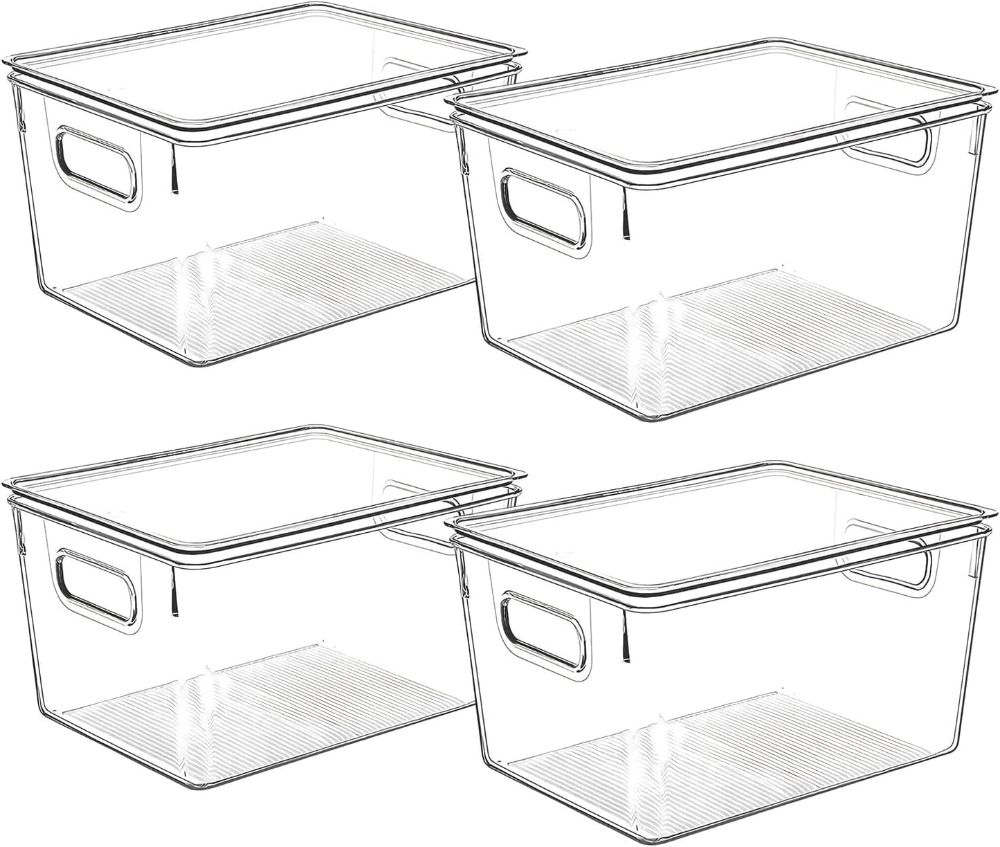 Clear Plastic Storage Bins with Lids, Perfect for Kitchen Organization or Pantry Organization and Storage, Stackable Fridge Organizer Bins, Storage Containers for Organizing, Cabinet Organizers