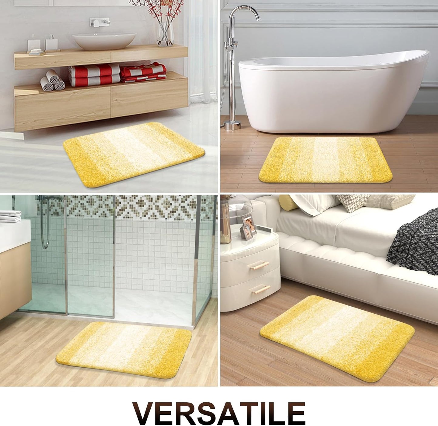 OLANLY Bathroom Runner Rugs 47x20, Extra Soft Absorbent Microfiber Bath Rugs, Rubber Backing, Quick Dry, Machine Washable Bath Mats for Bathroom Floor, Tub and Shower, Home Decor Accessories, Yellow