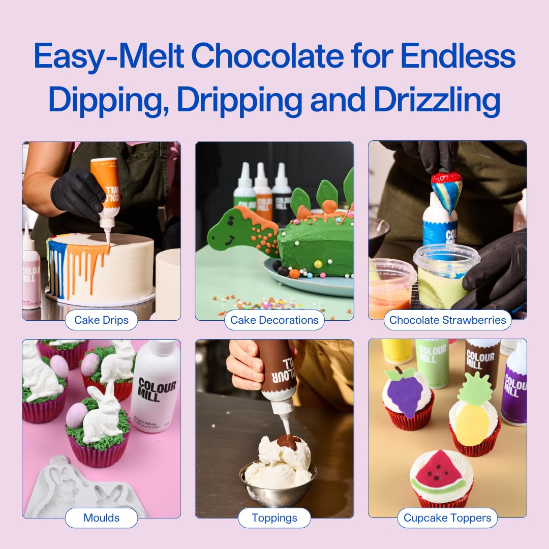 Colour Mill Chocolate Drip Easy-Melt Drizzle for Desserts, 125 Grams Candy