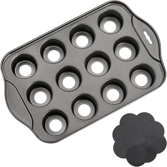 Tosnail 12 Cavity Mini Cheesecake Pan with 24 Pieces Removable Bottom