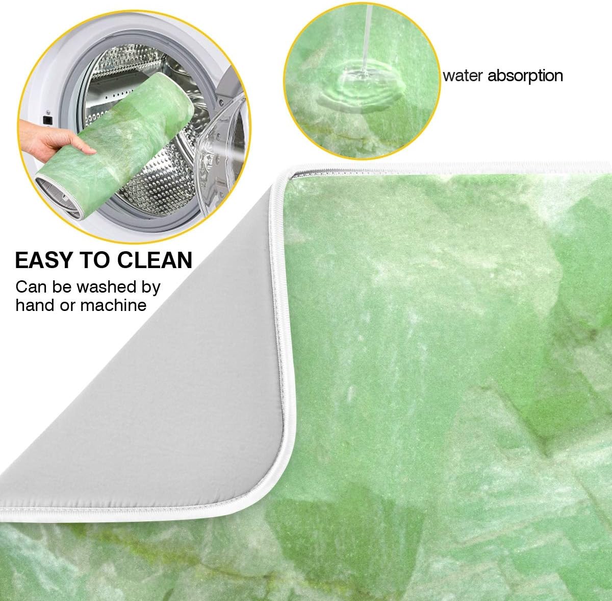 Super Absorbent Dish Drying Mat, Microfiber Fast-Drying Dish Mat, 24" x 18", Kitchen Dish Drying Pad (Green Jade Stone Marble)…