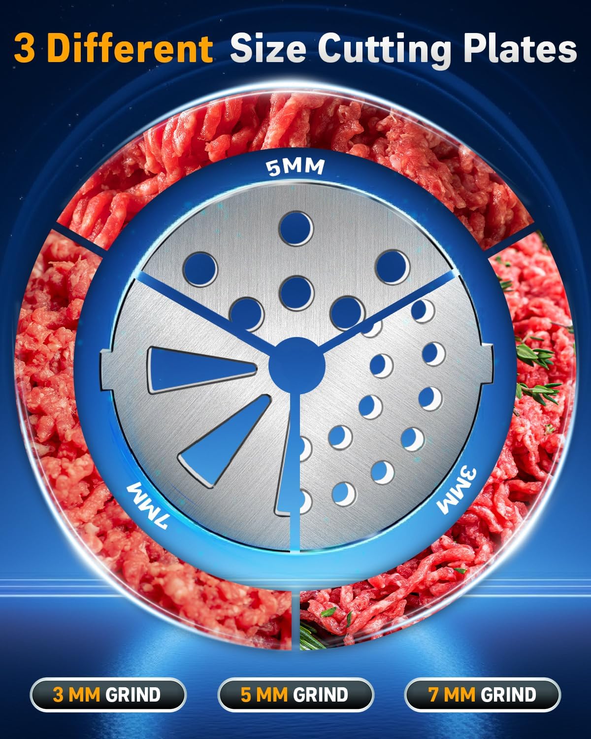 Electric Meat Grinder: [3000W Superior Motor] [Exquisite Box] Meat Grinder with 6 PCS Stainless Steel Blades & Grinding Plates, Sausage Stuffer Tubes & Kubbe Kit Portable Handle for Gift (Black)