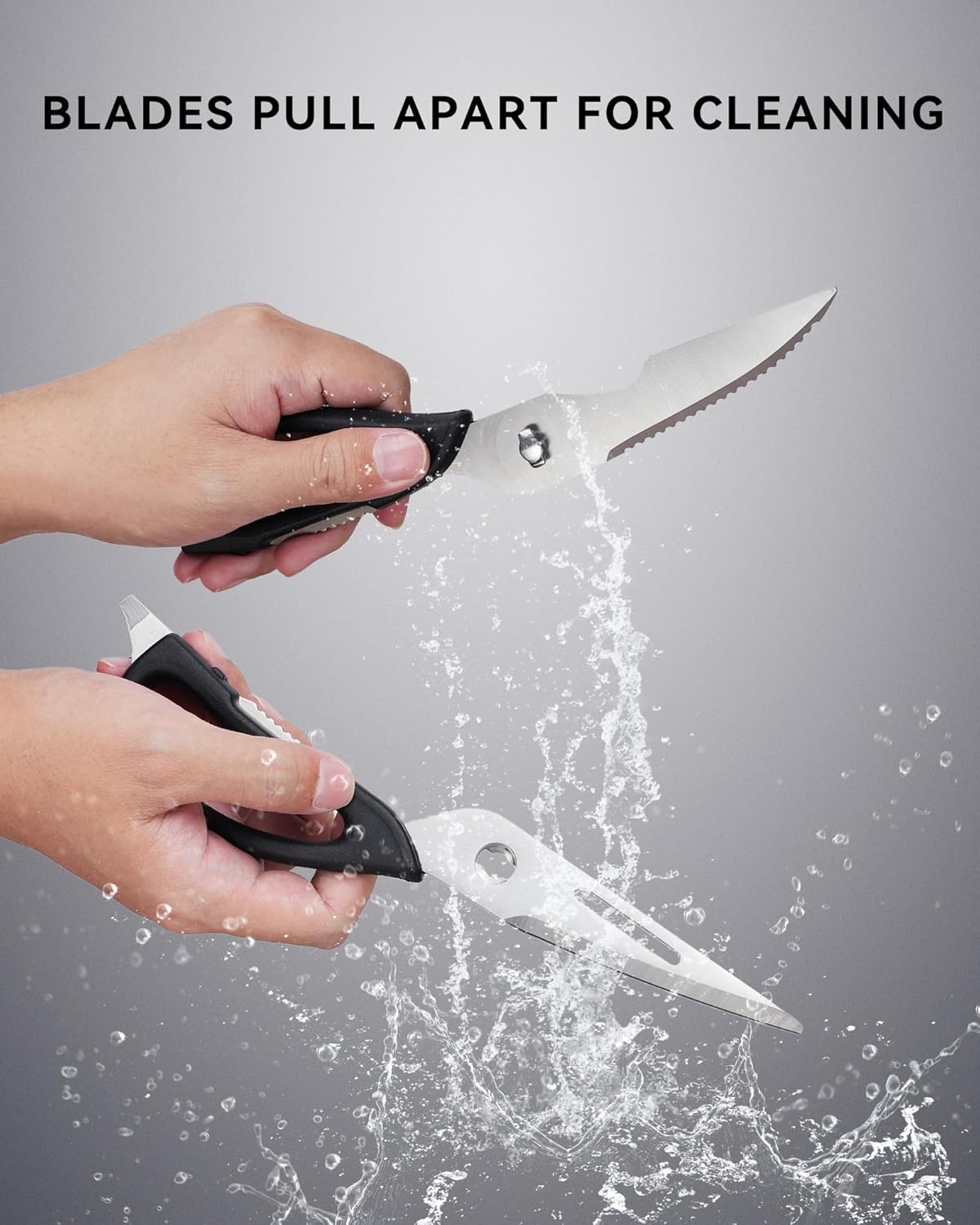 Kitchen Scissors for Food, HUNTER.DUAL Heavy Duty Come Apart Poultry Shears for Cooking, All Purpose for Cutting Chicken, Meat, Fish & Vegetables (Black, 8.97 Inch)