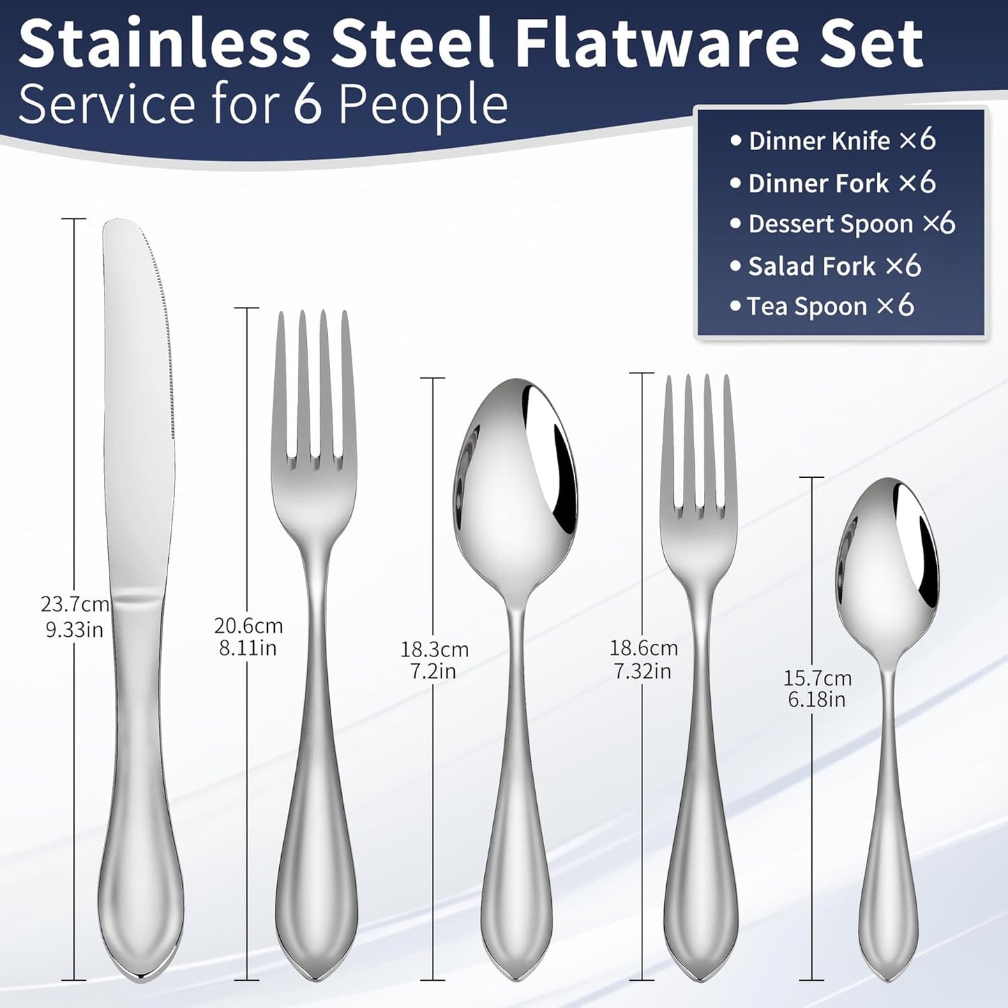 30 Pieces 18/10 Stainless Steel Flatware for 6, Heavy Duty Silverware Set, Forged Thick Kitchen Silverware, Dishwasher Safe, Ideal for Gift