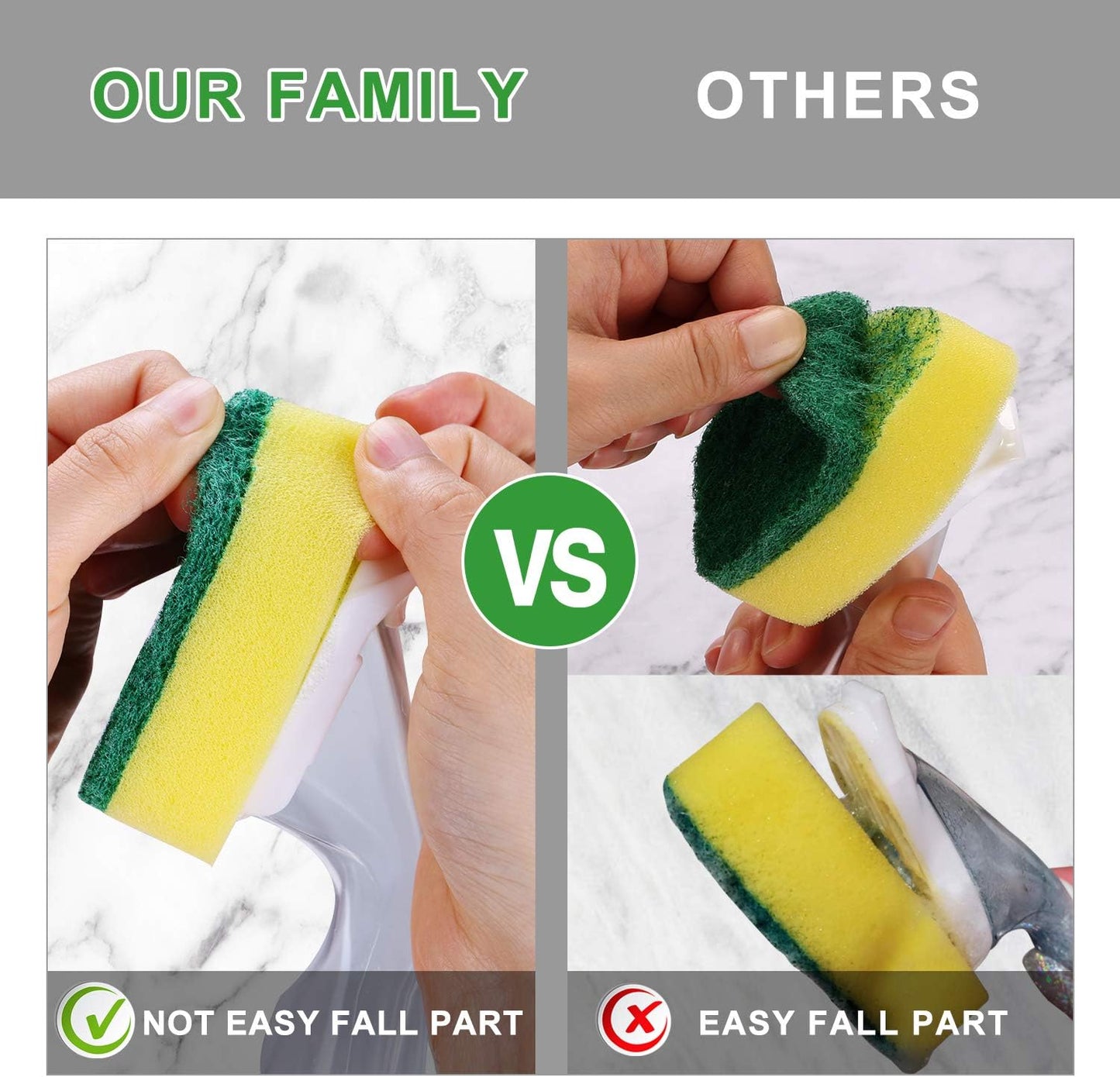 Dish Wand with 7Pack Replacement Dish Wand Sponges,Not Easy Leak Dishwand and Long Lasting Replacement Sponge Heads,Dish Brush Pads Kitchen Cleaning Sets