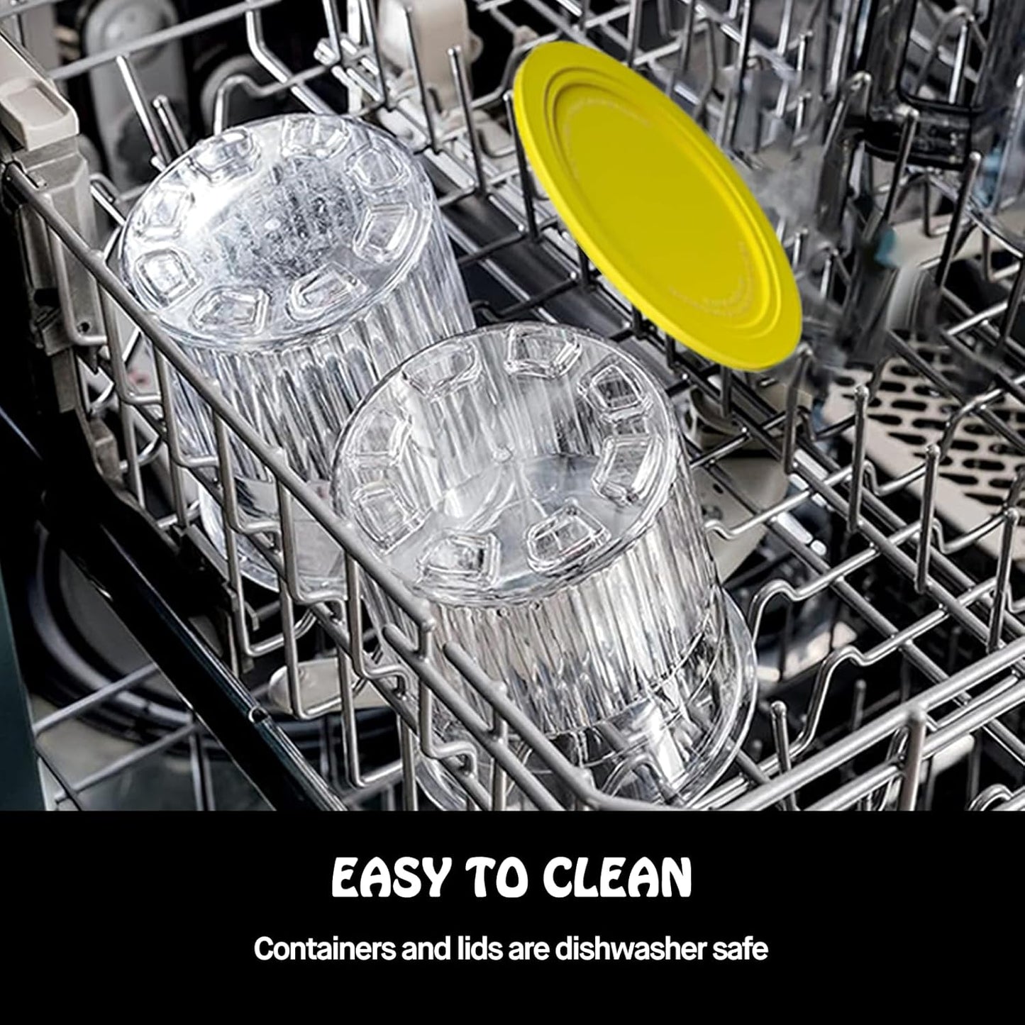 Pints Compatible with Ninja Creami NC500 Series Creami Deluxe Ice Cream Makers, BPA-Free & Dishwasher Safe, Color Lids, 2 Pack, 24OZ Family Ice Cream Storage Containers Clear/Coral/Yellow