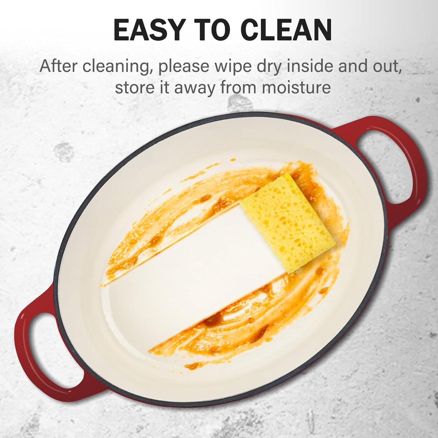 Enameled Oval Dutch Oven Pot with Lid, 7 QT Cast Iron Dutch Oven with Dual Handles for Cooking, Bread Baking, Frying, Non-stick Enamel Coated Oven (7 QT Gradient Red)