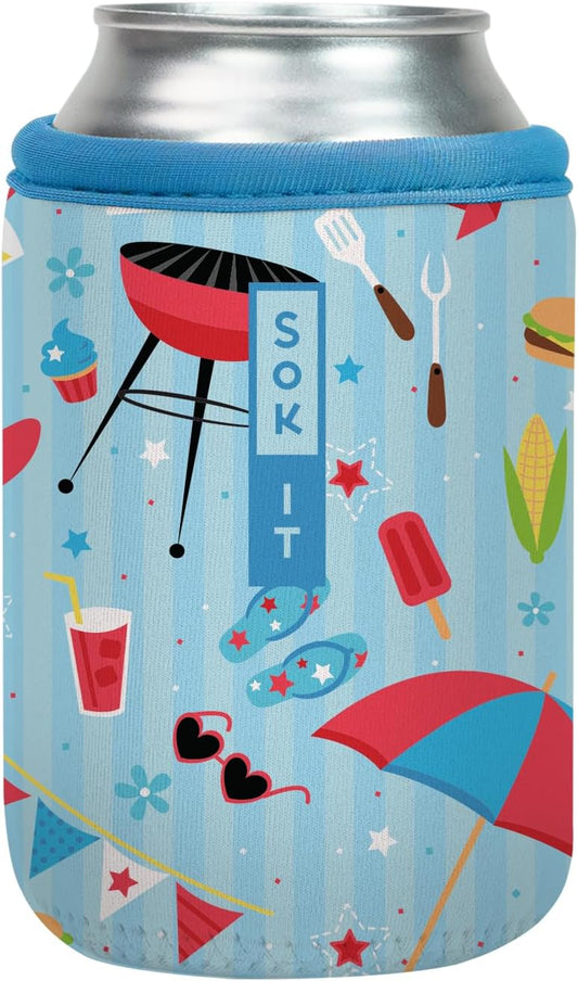 Sok It CanSok Sleeve for Beer & Soda Insulated Neoprene Cover (Grill N' Chill, 12oz Can Sleeve)
