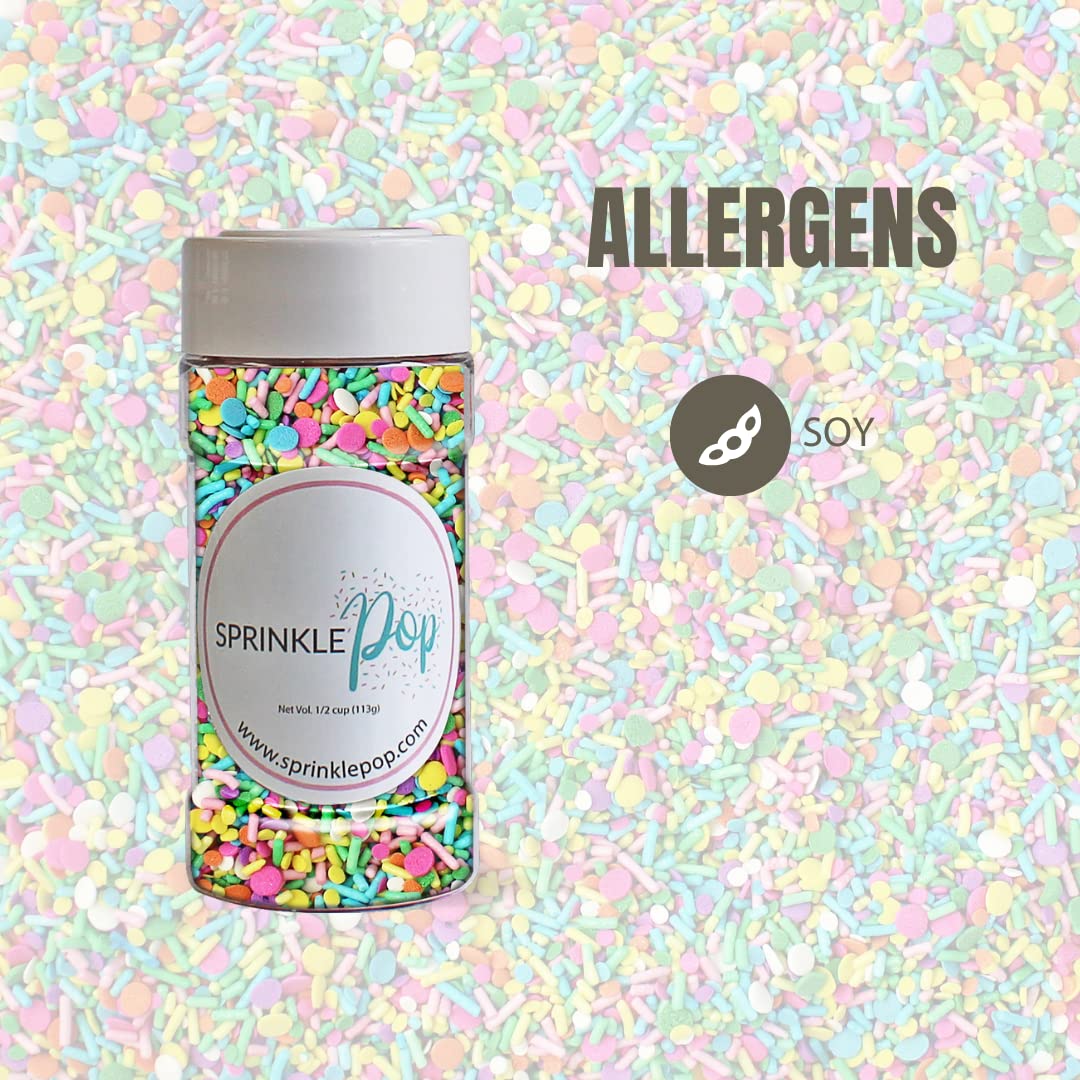 Pastel Party Sprinkles Mix | Made In USA By Sprinkle Pop| A Blend of Pink yellow Blue Green Purple Orange Lavender Mint Confetti Sprinkles| Easter Sprinkles For Decorating Cake Cupcakes Cookies, 4oz