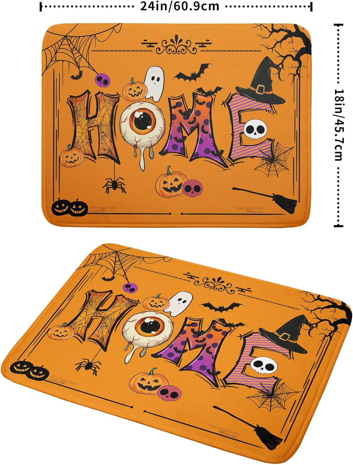 Halloween Home Dish Drying Mat Orange Washable Microfiber Drying Pad for Holiday Decoration