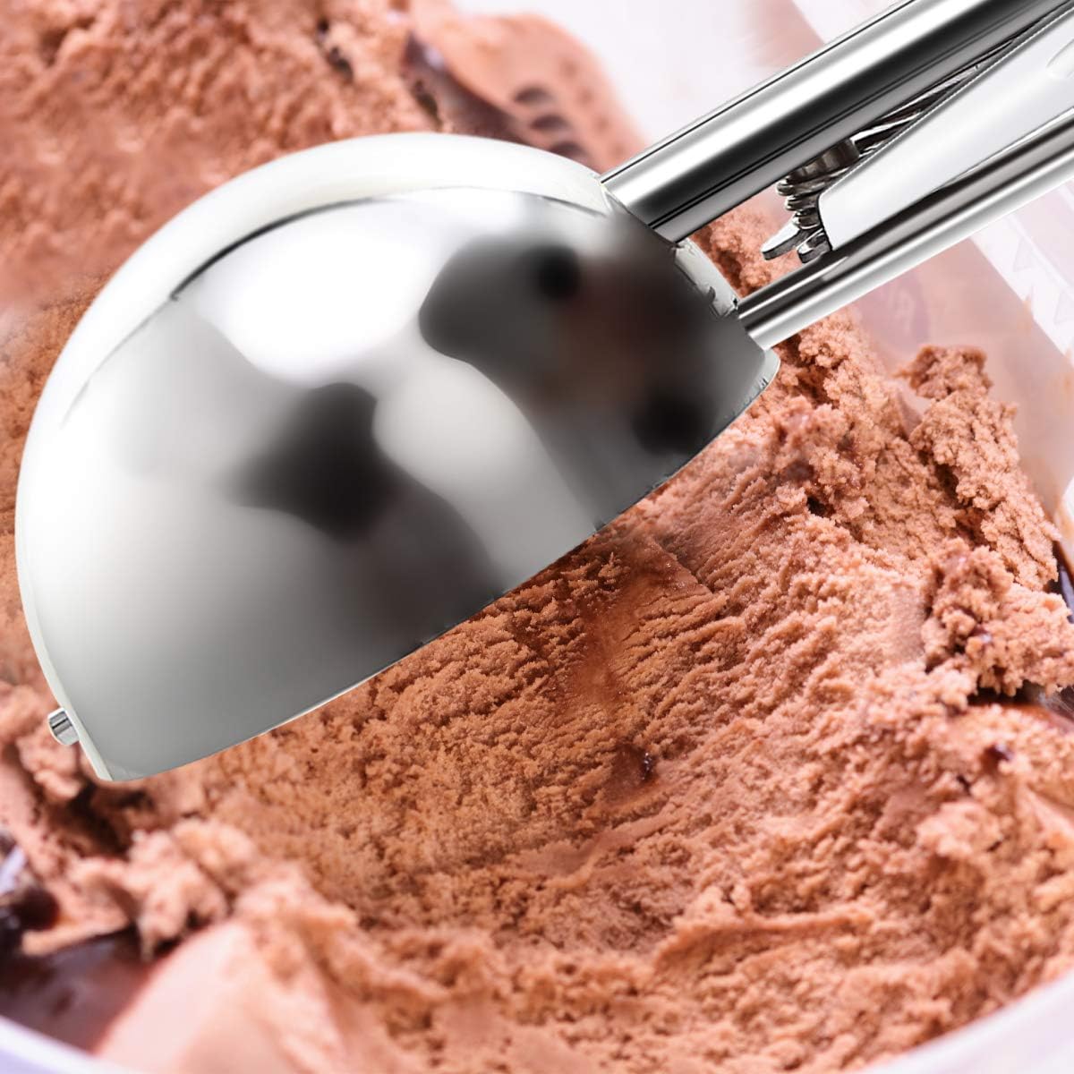 Commercial-Grade Ice Cream Scooper 0.75 oz, 18/8 Stainless Steel Cookie Scoop with Plastic Handle, Portion Control Disher Scoop for Bakeries, Restaurants & Dessert Shops, #40, Purple