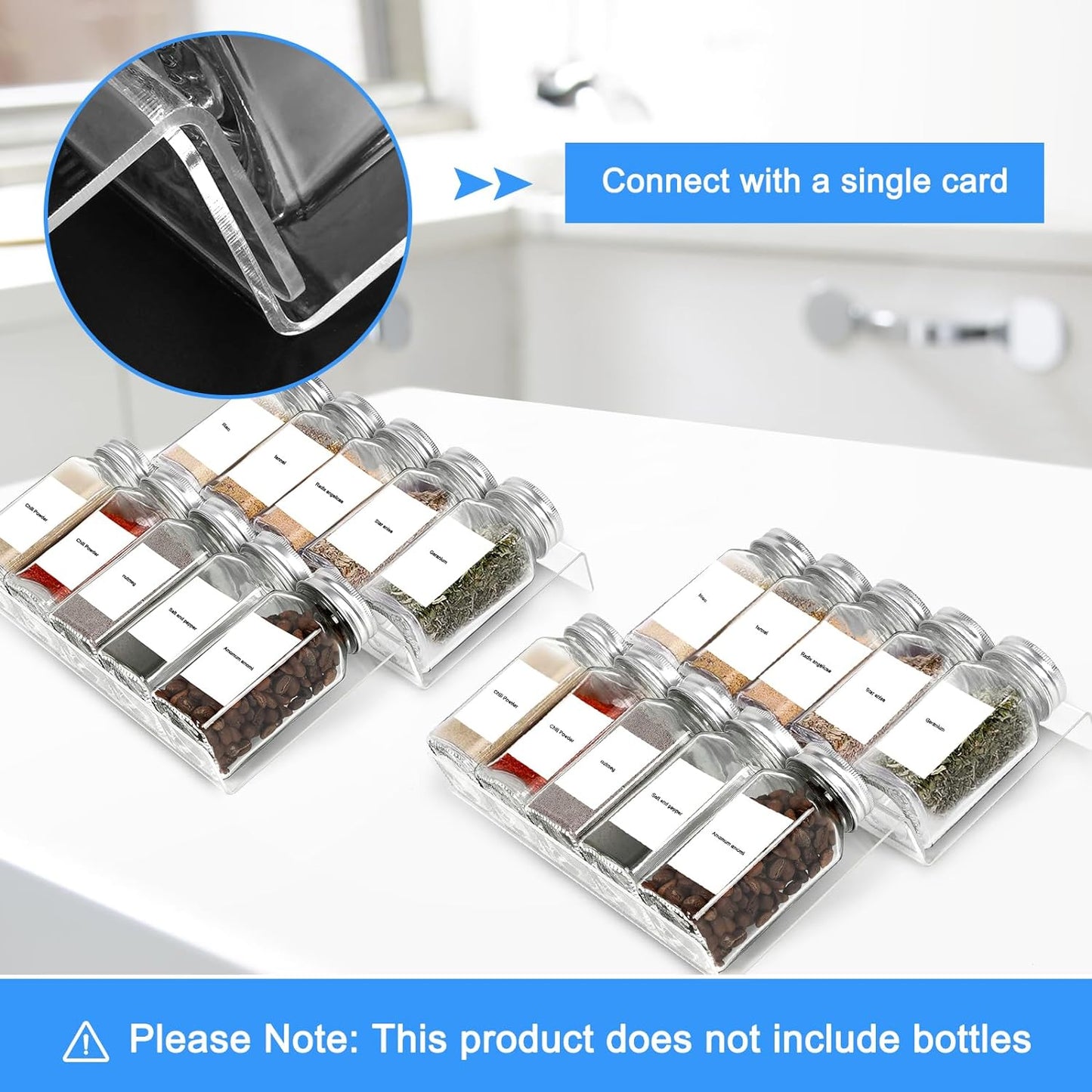 Acrylic Seasonings Spice Rack,Acrylic Spice Drawer Organizer,4 Tier,for Drawer/Countertop,Organize and Display Your Spices,and Seasonings(Jars not included)