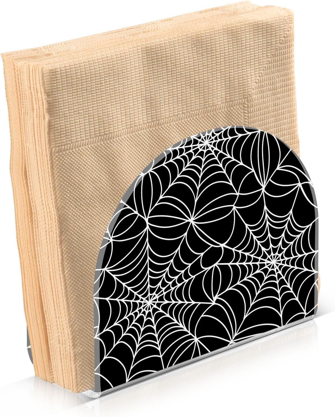 Halloween Spiderweb Napkin Holder for Table Paper Napkins Holder Acrylic Tissue Dispenser Kitchen Dining Room Bathroom Party Car Decor