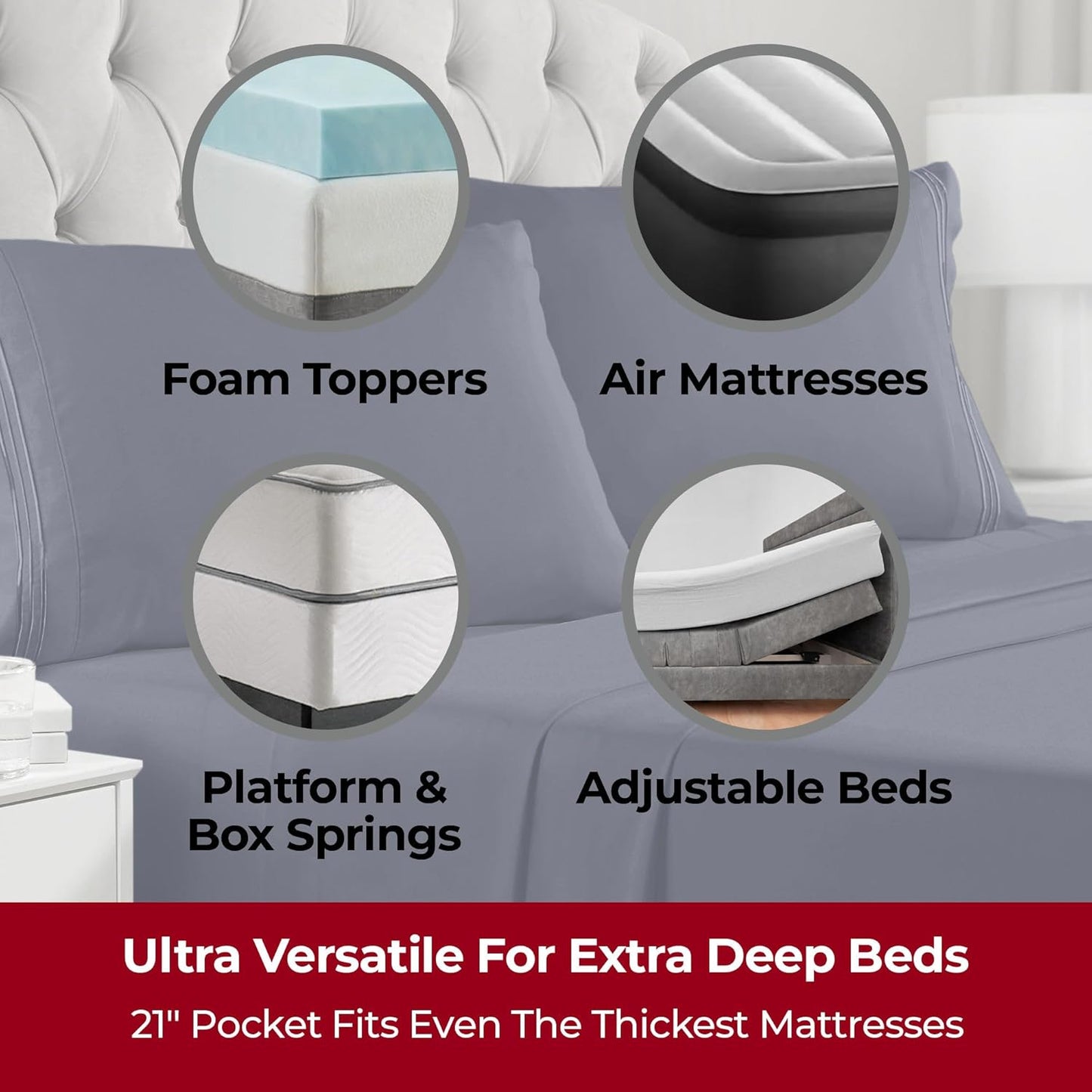 Mellanni Extra Deep Queen Sheets - 4 PC Iconic Collection Bedding - Hotel Luxury, Ultra Soft, Cooling Bed Sheets - Wrinkle, Fade, Stain Resistant (Queen, Navy Blue)