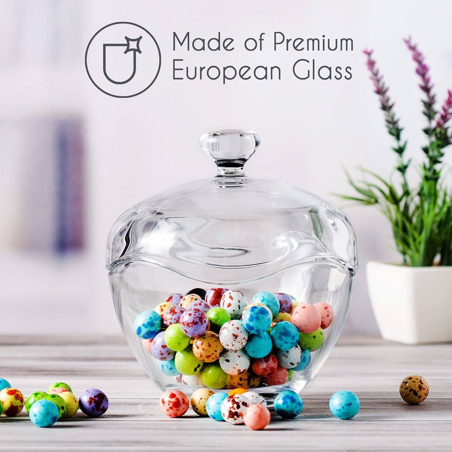 Volarium Candy Jars for Candy Buffet, Candy Dish with Lid, Glass Bowl and Food Storage Container, Decorative Cookie Jars, Apothecary Jars