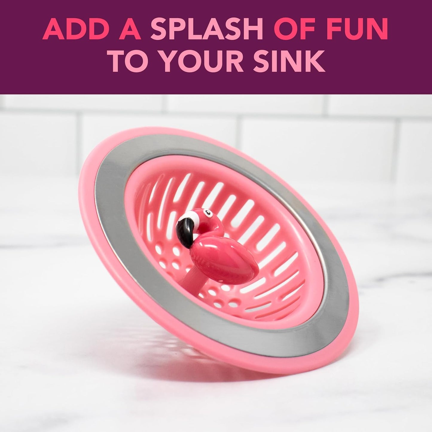 Joie Flamingo Kitchen Sink Strainer Basket, Drain Cover, Pink, 1 Count