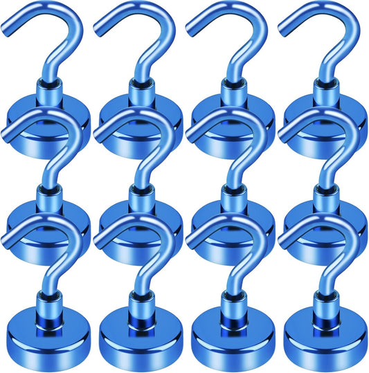 LOVIMAG Cruise Essentials, 28lbs Cruise Door Magnets, Blue Magnetic Hooks for Cruise Cabins, Magnetic Hooks for Hanging, Refrigerator, -12 Pack