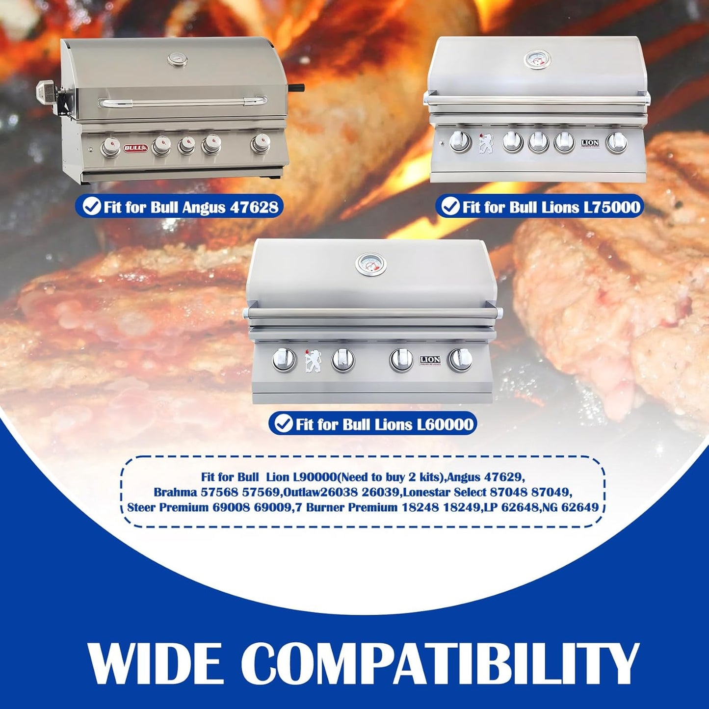 SafBbcue 16517 Cast Iron Graets for Bull 4 Burner Grill Replacement Parts Bull Angus 47628 47629 Bull Steer 69008 69009 Bull Outlow 26038 26039 Lion Premium 75000 Grill Parts