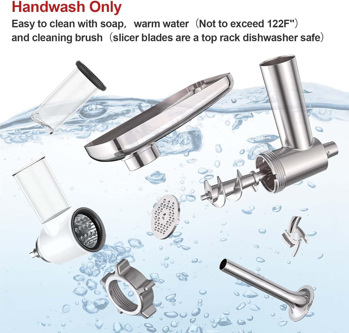 Meat Grinder and Cheese Grater Attachment for KitchenAid Stand Mixer, Slicer Shredder & Meat Grinder with Sausage Stuffer, 2 Pcs for Kitchen Aid Accessories and Attachments