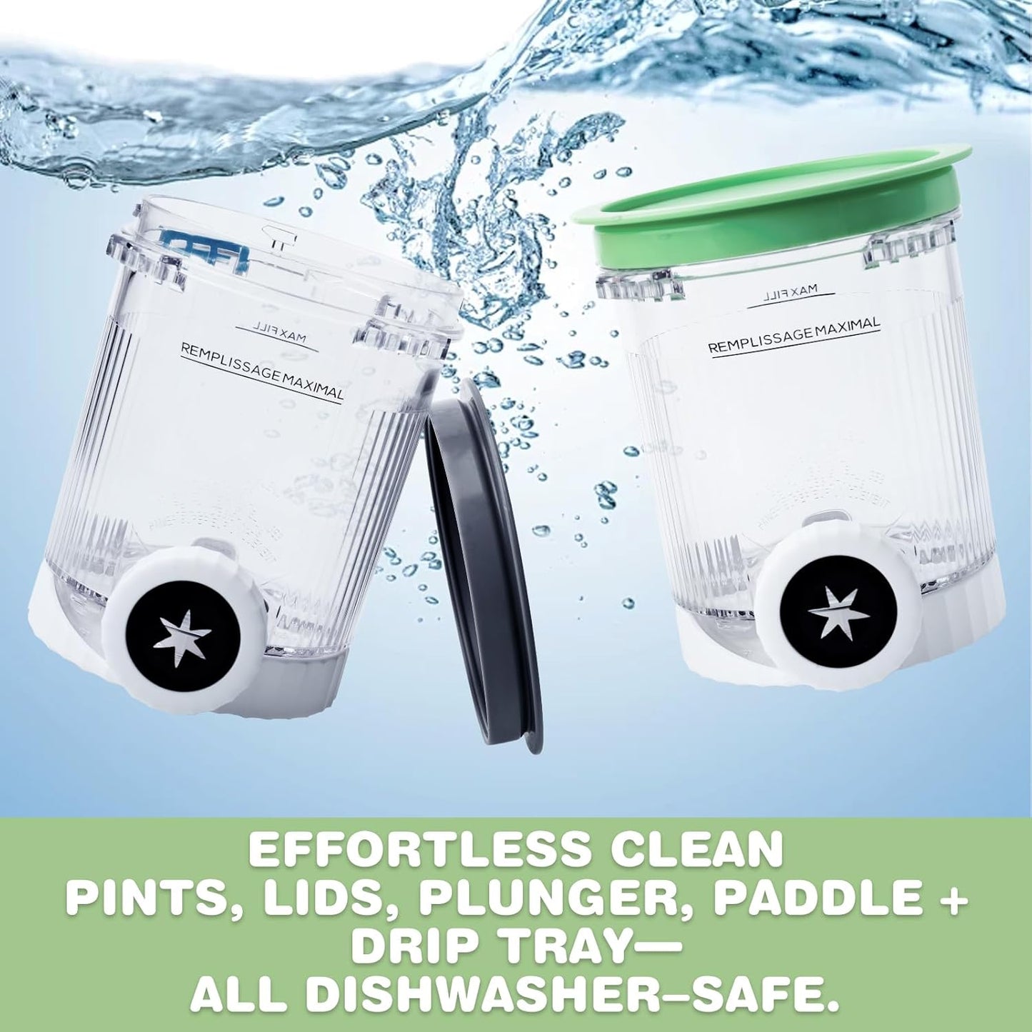 Pints and Lids Replacement Compatible with Ninja Creami Swirl NC700 Series, 16oz Containers for NC701, NC701Q, CN701CO Ice Cream Makers, BPA-Free, Clear (4-Packs)