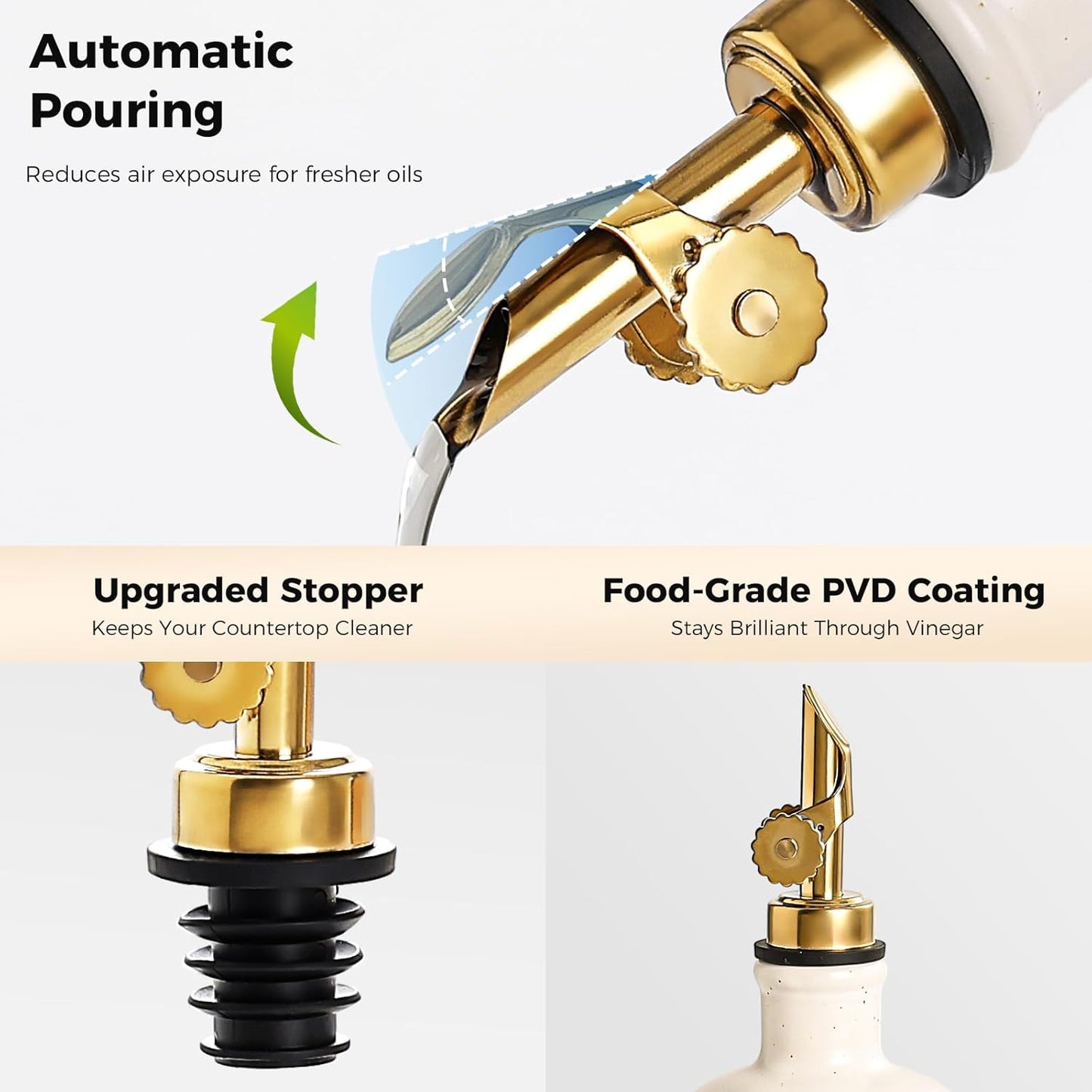 Frewinky 16.9oz Olive Oil Dispenser Bottle with Funnel, Ceramic Oil Dispenser for Kitchen, White Cooking Oil Dispenser for Storage Oil, Vinegar, Syrups & Other Liquids, Set of 2