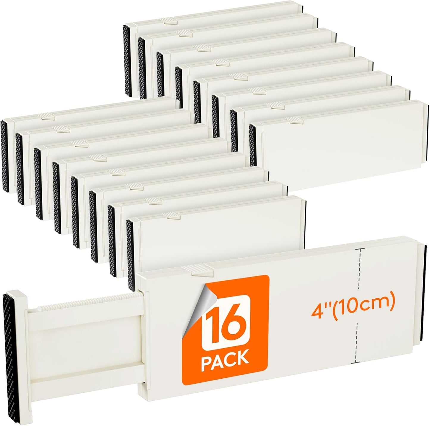 Lifewit 16 Pack Drawer Dividers 4" High, 11-17" Adjustable Drawer Organizers for Clothes, Expandable Dresser Separators in Bedroom/Bathroom/Kitchen/Fridge/Office Organization and Storage, Beige