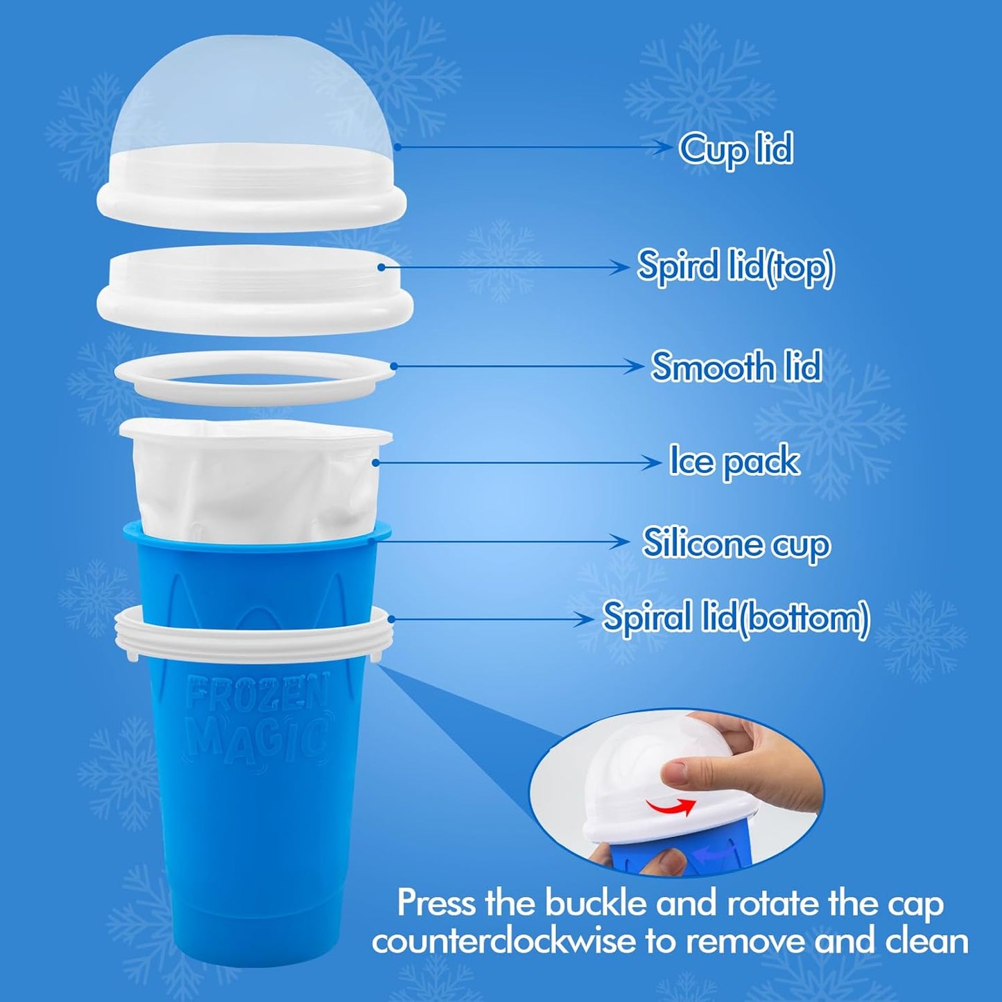 500ML Slushie Maker Cup, Magic Quick Frozen Smoothies Cups for Homemade Milk Shake Ice Cream Makers, Cooling Cups, Double Layer Squeeze Slushy Cup, Birthday Gifts for Boy, Girls,Friends,Family