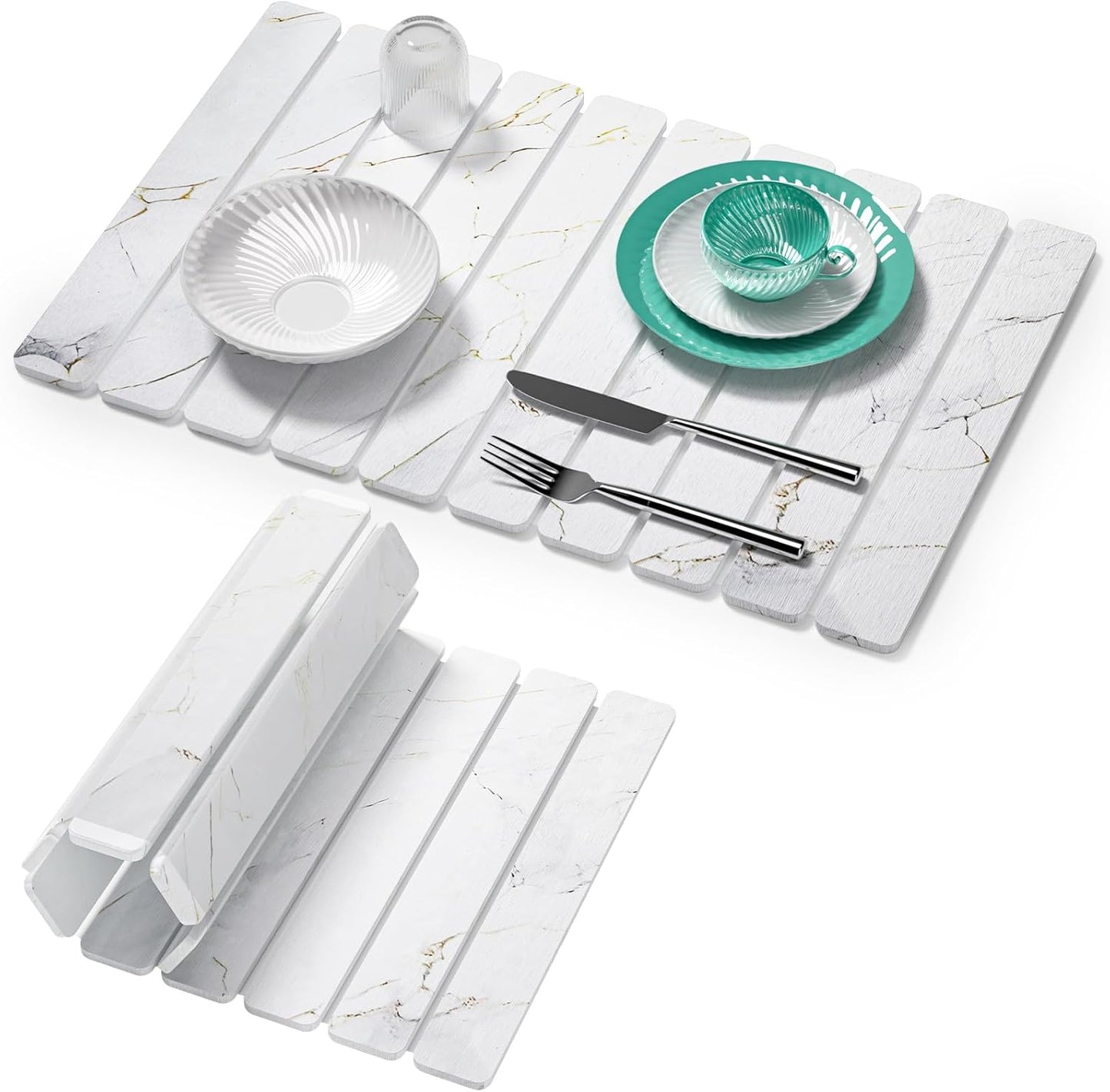 Stone Drying Mat for Kitchen Counter - 24x16 Inches Foldable Quick-Dry, Stone Dish Drying Mat Suitable for Kitchen Countertops | Environmentally Friendly A gift for Mom.