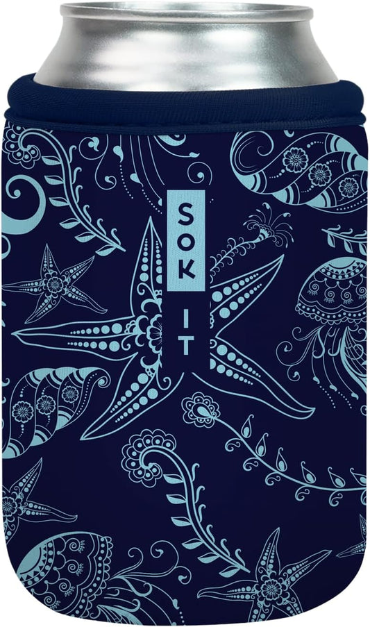 Sok It CanSok Sleeve for Beer & Soda Insulated Neoprene Cover (Ocean Oasis, 12oz Can Sleeve)