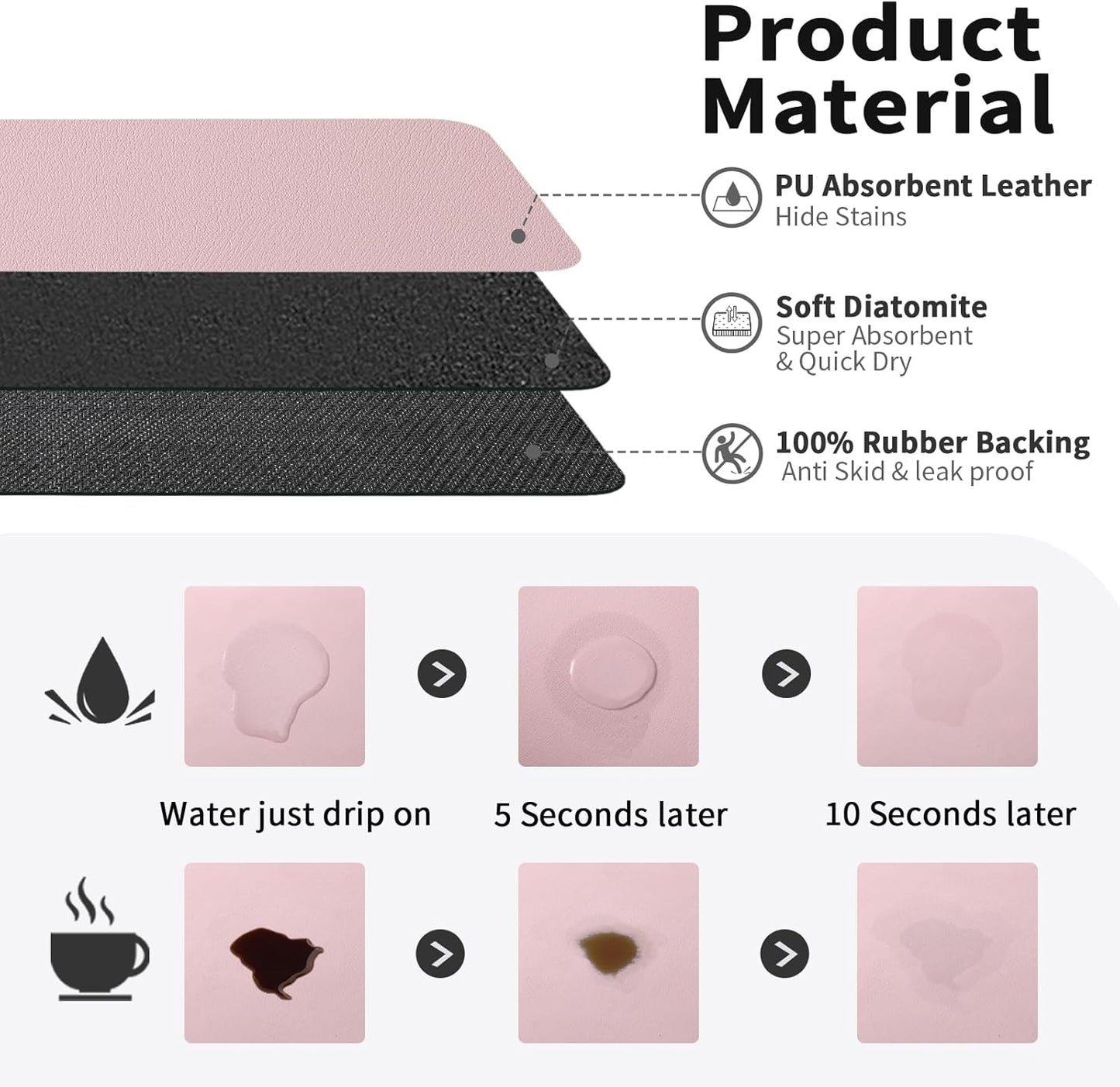 Coffee Mat - Absorbent Hide Stain Rubber Backed Dish Drying Mat for Kitchen Counter - Bar Mats for Countertops Accessories Fit Under Coffee Maker Espresso Machine