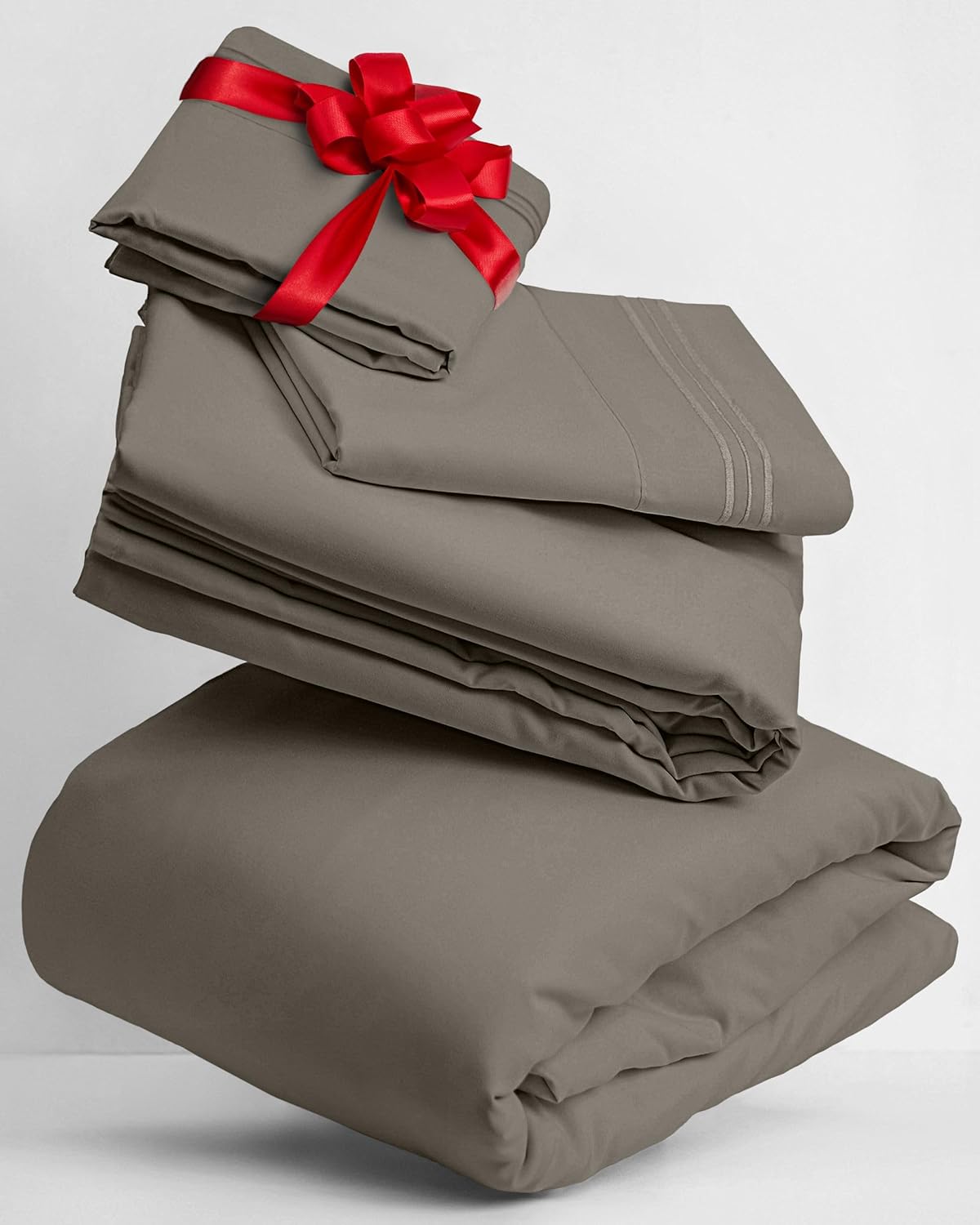 Mellanni Twin Sheets Set - 3 PC Iconic Collection Bedding - Hotel Luxury, Extra Soft, Cooling Bed Sheets - Wrinkle, Fade, Stain Resistant (Twin, Taupe)