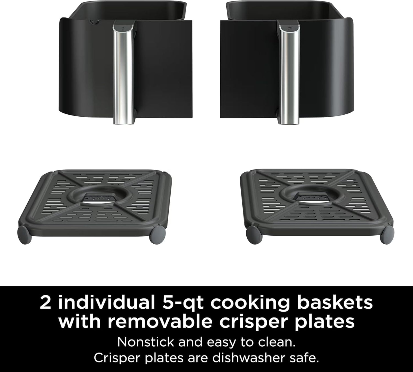 Ninja R-AD300CO Foodi 6-in-1 10-qt. XL 2-Basket Air Fryer with DualZone Technology, Black - Certified Refurbished