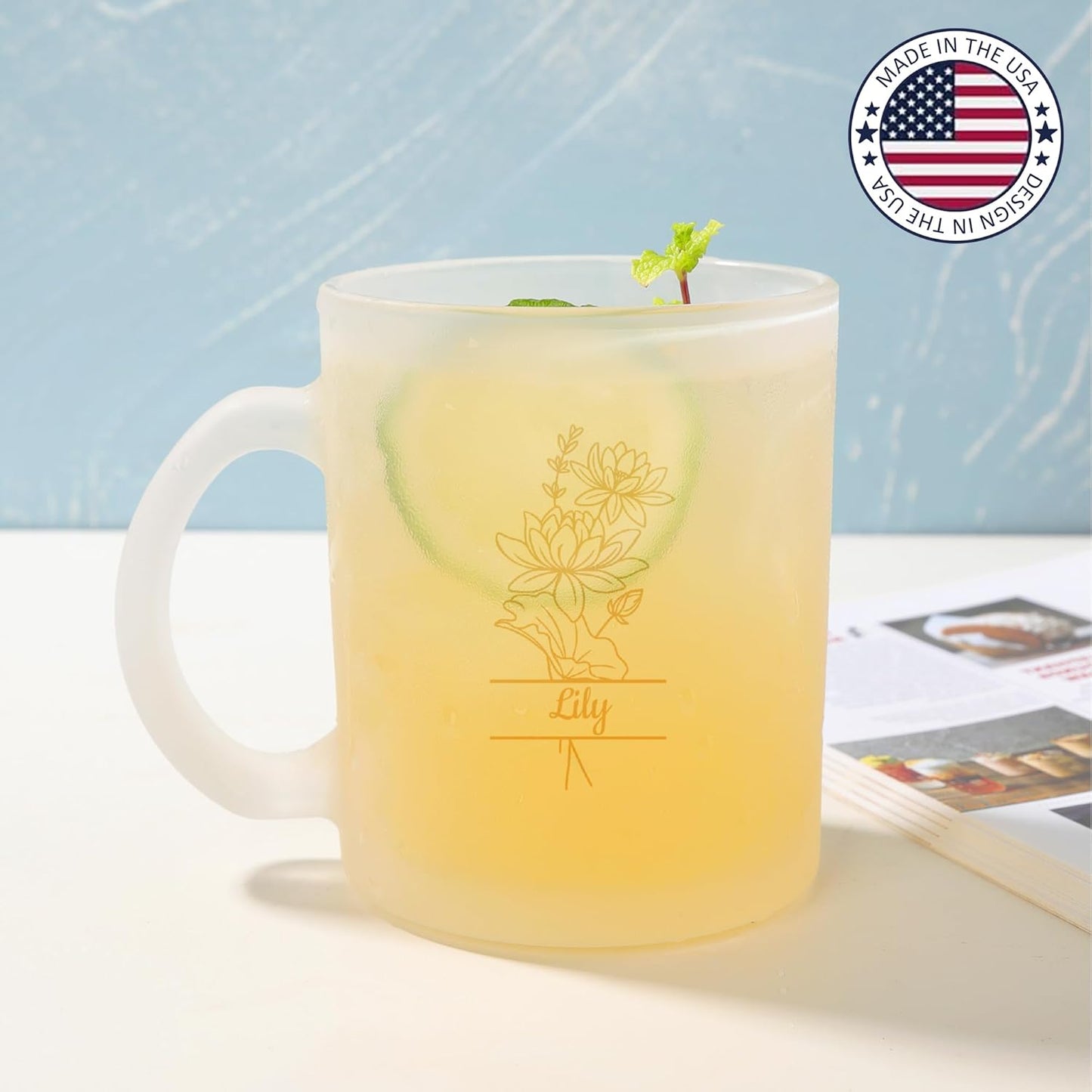 Personalized Coffee Mug, Engraved Birth Flower Mug for Women With Custom Name & Text, Customized Gifts for Birthday, Christmas, Grandma, Wife, Mom, Friends