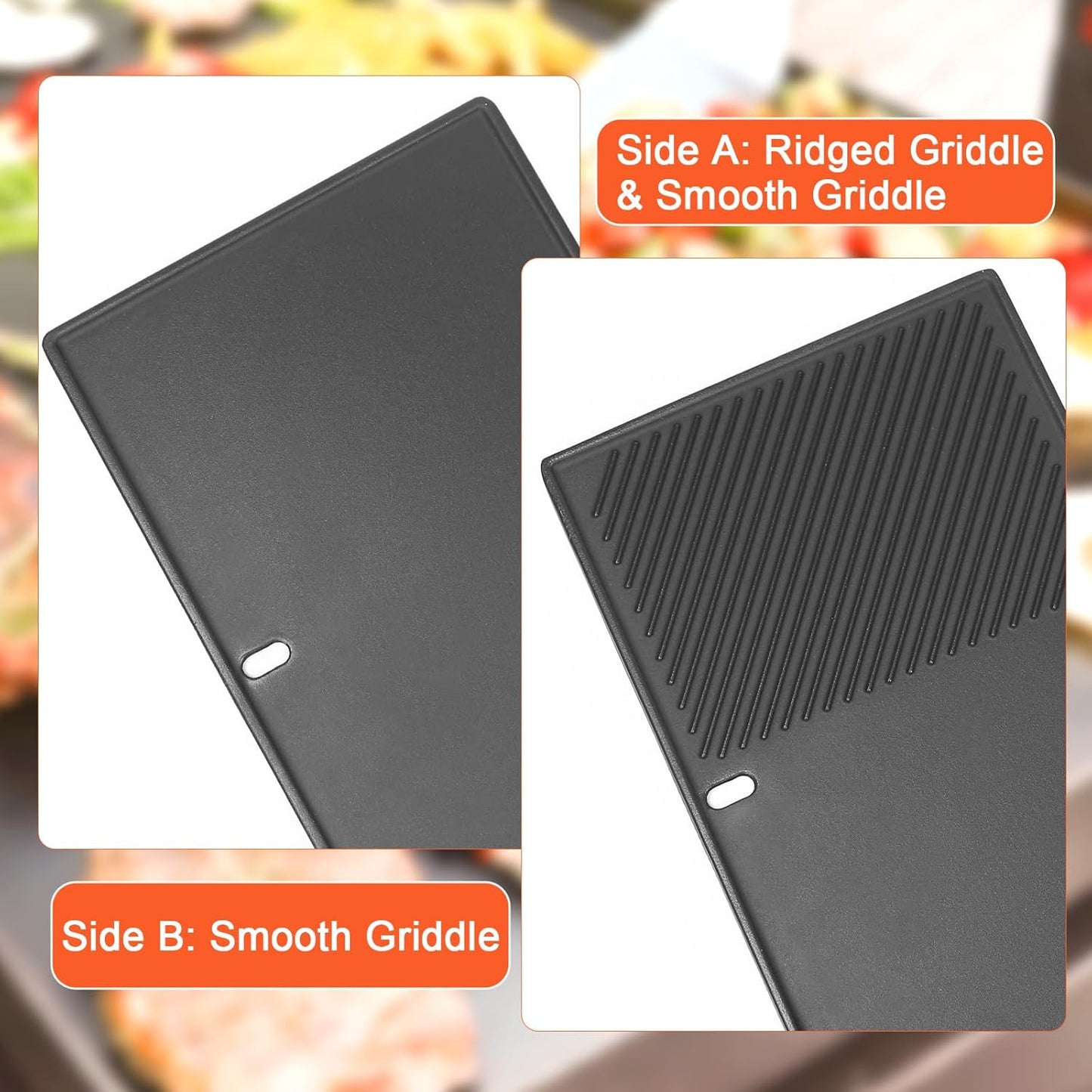 7566 Cast Iron Griddle for Weber Genesis 300 Series Grills – Compatible with Genesis E310, E320, E330, Cast Iron Reversible Griddle Plate Replacement for Weber 7524, 1 Pack