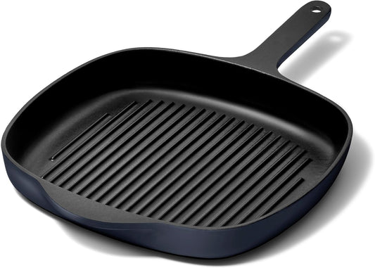 Caraway Enameled Cast Iron Grill Pan - 10.5” Grill Pan for Stovetop Cooking - 3 Layer Enamel Coating - No Seasoning Required - Compatible With All Stovetops - Free From Forever Chemicals - Dark Navy