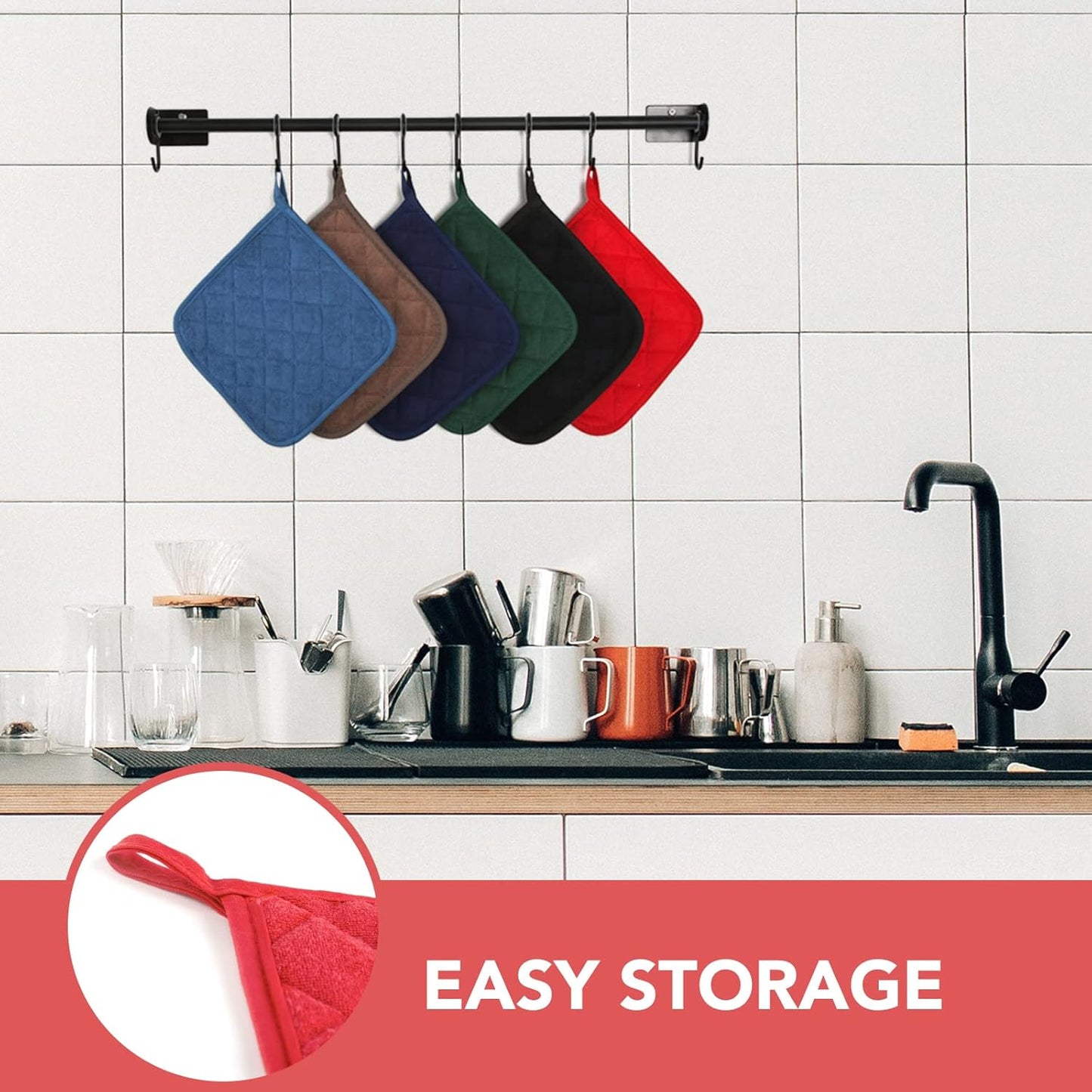 Joyhalo 4 Pack Heat Resistant Pot Holders - Terry Cloth Sets for Cooking & Baking