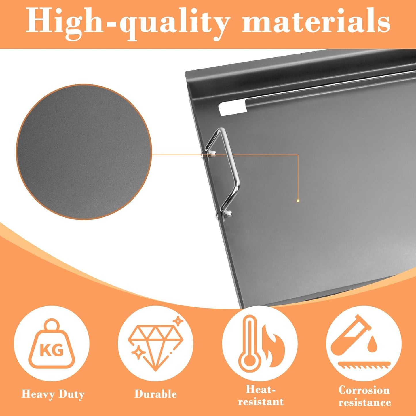 Full Size Griddle Inserts Replacement Parts for Nexgrill 4 Burner 720-0830H 720-0830 720-0830X Gas Grill, Flat Top Griddle with Handle for Nexgrill 5 Burner 720-0888N 720-0882S 720-0888 720-0882A