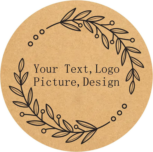 Custom Stickers Kraft Paper Labels Personalized Withe Text, Business Logo Customized Food Jars Labels Bakery Label Sticker Package Favor Canning Circle 100pcs (Style 6)
